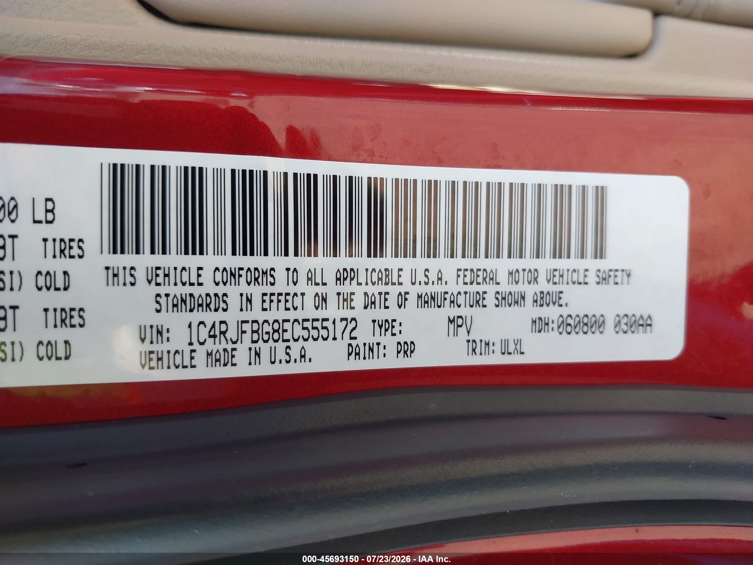2014 Jeep Grand Cherokee Limited Red vin: 1C4RJFBG8EC555172