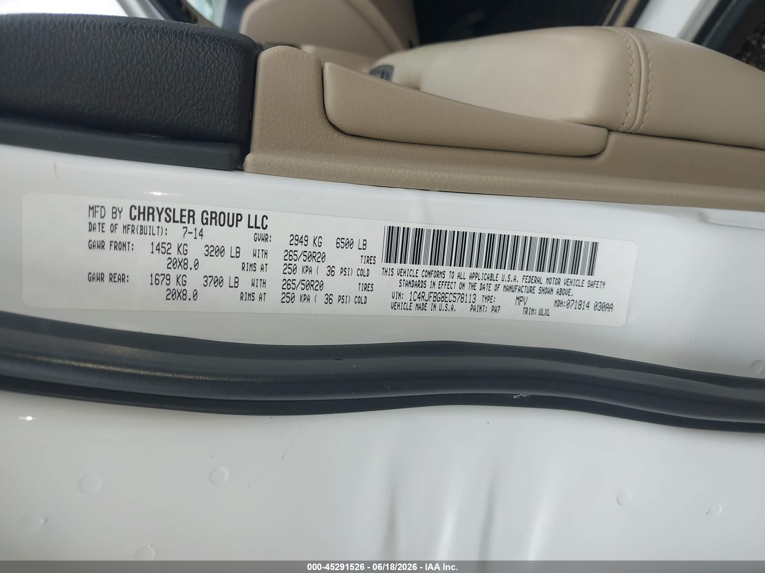 2014 Jeep Grand Cherokee Limited White vin: 1C4RJFBG8EC578113