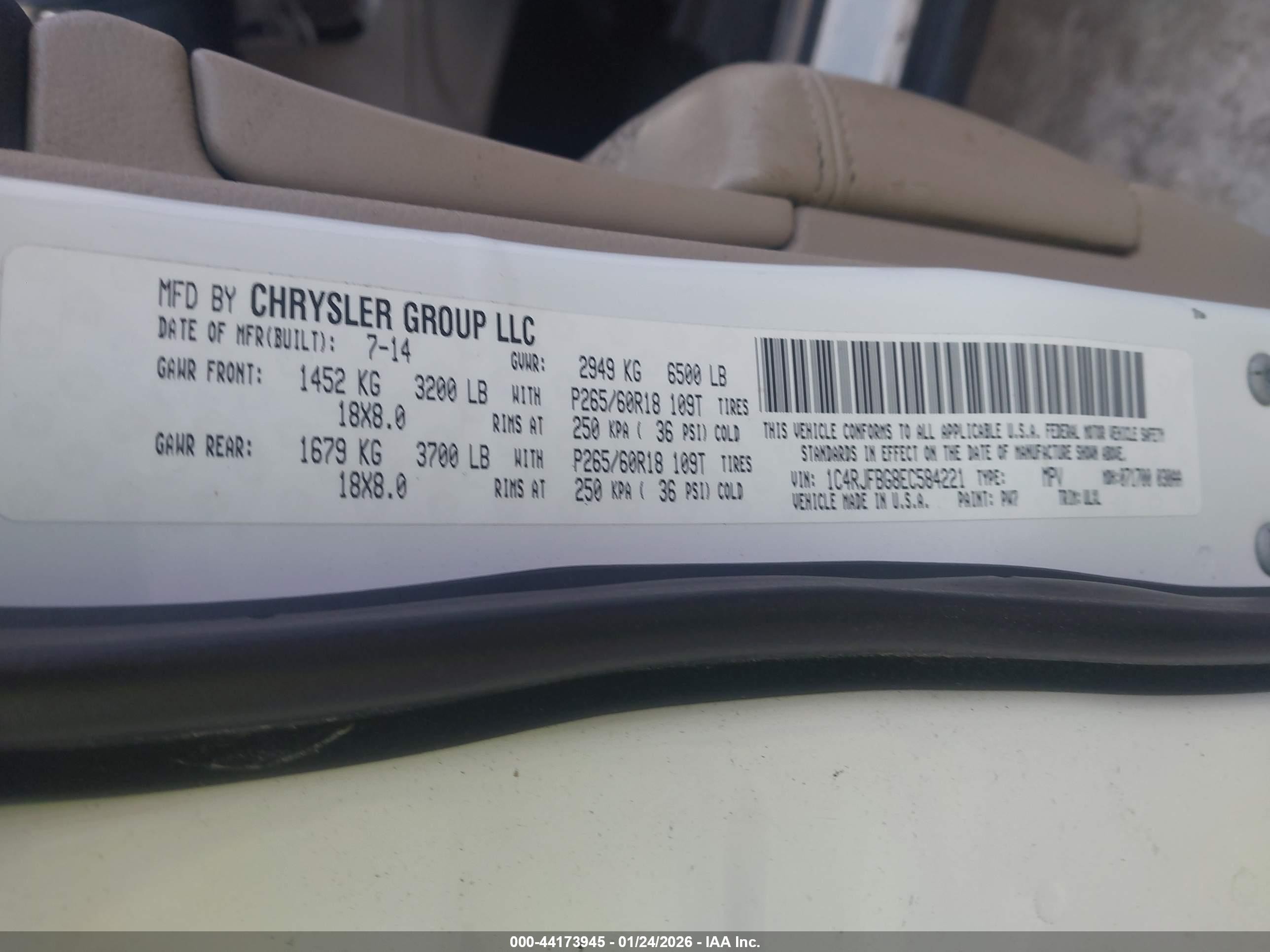 2014 Jeep Grand Cherokee Limited White vin: 1C4RJFBG8EC584221