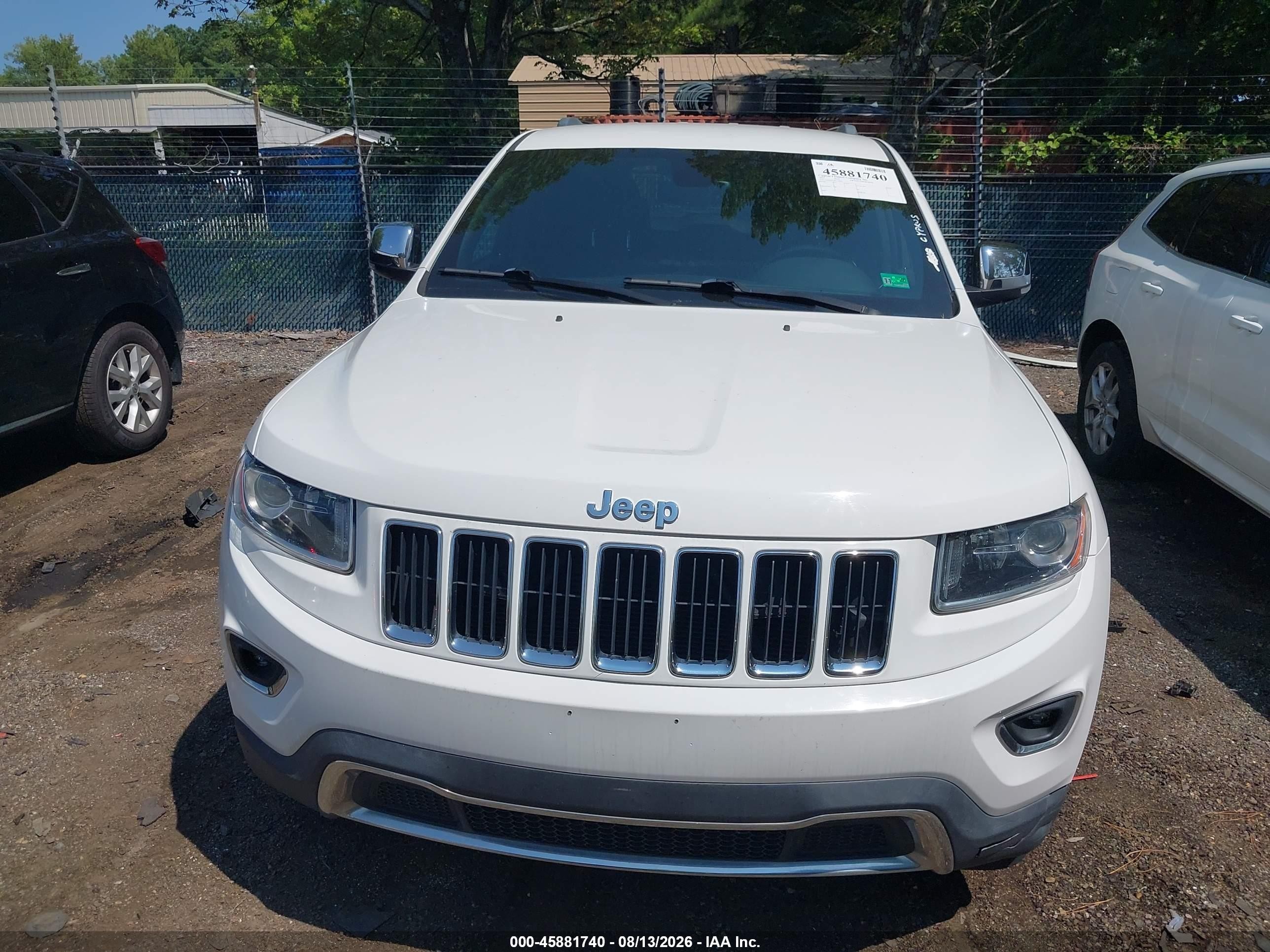 2015 Jeep Grand Cherokee Limited White vin: 1C4RJFBG8FC738878
