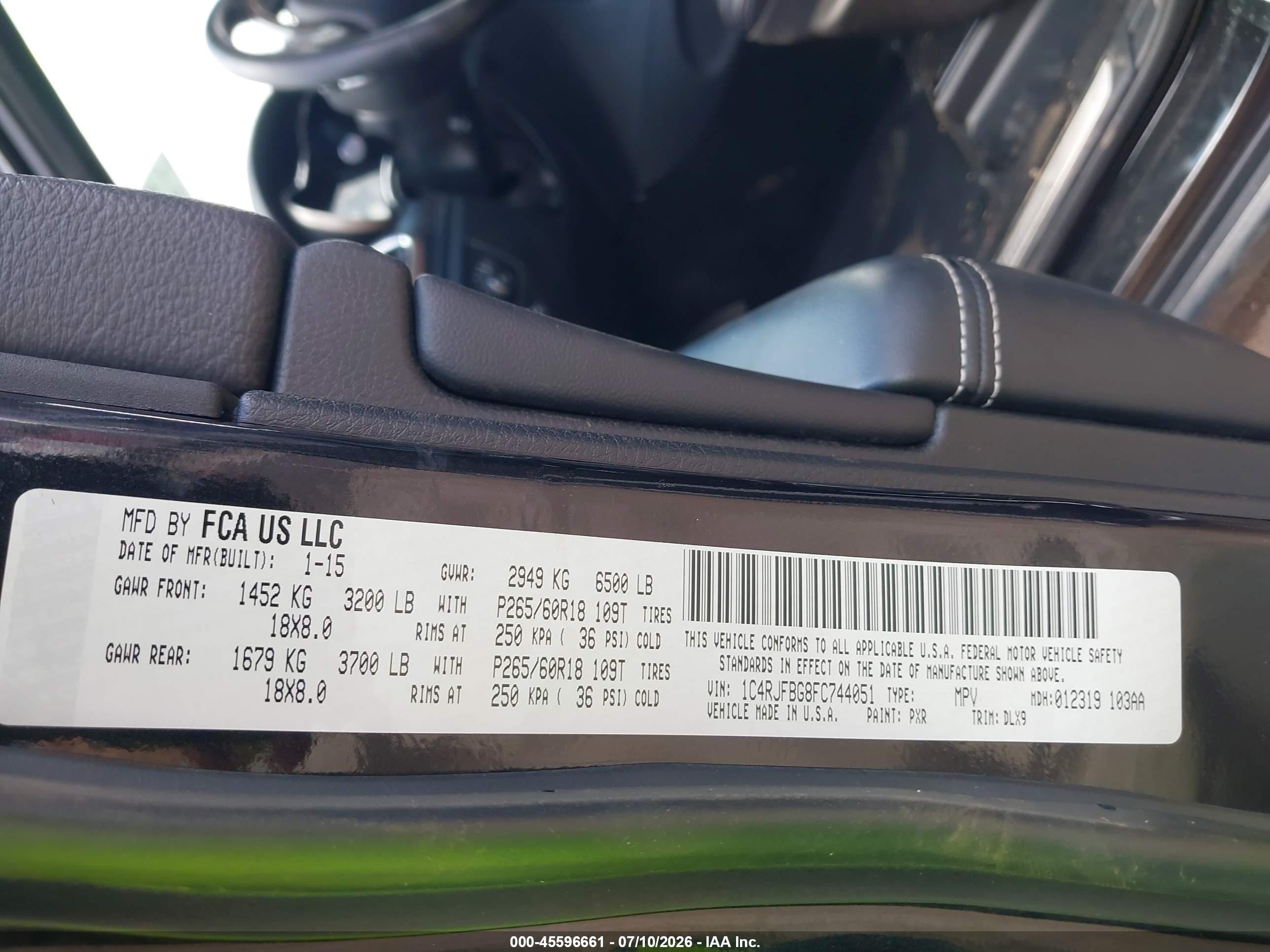 2015 Jeep Grand Cherokee Limited Черный vin: 1C4RJFBG8FC744051