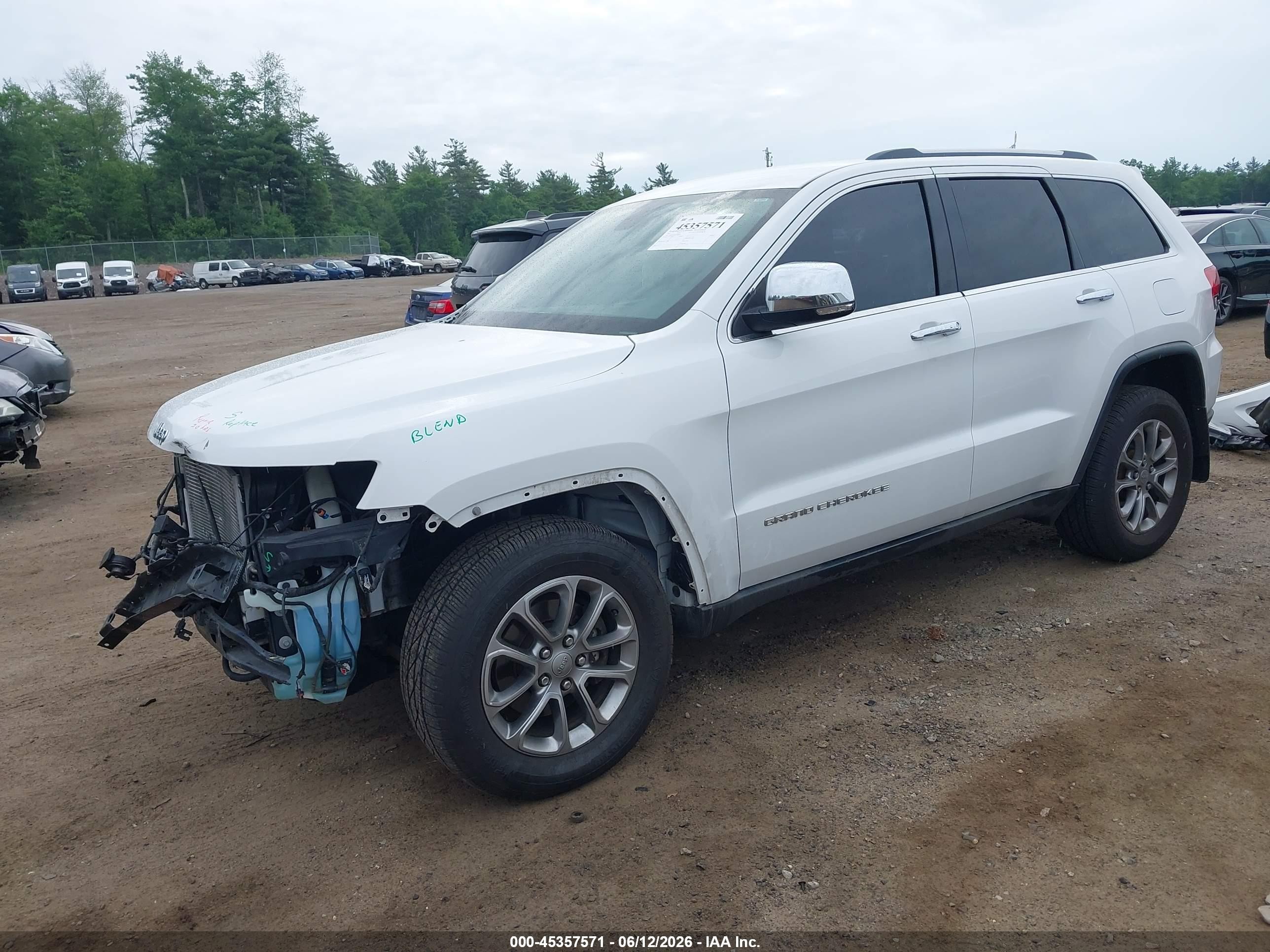2015 Jeep Grand Cherokee Limited White vin: 1C4RJFBG8FC905479