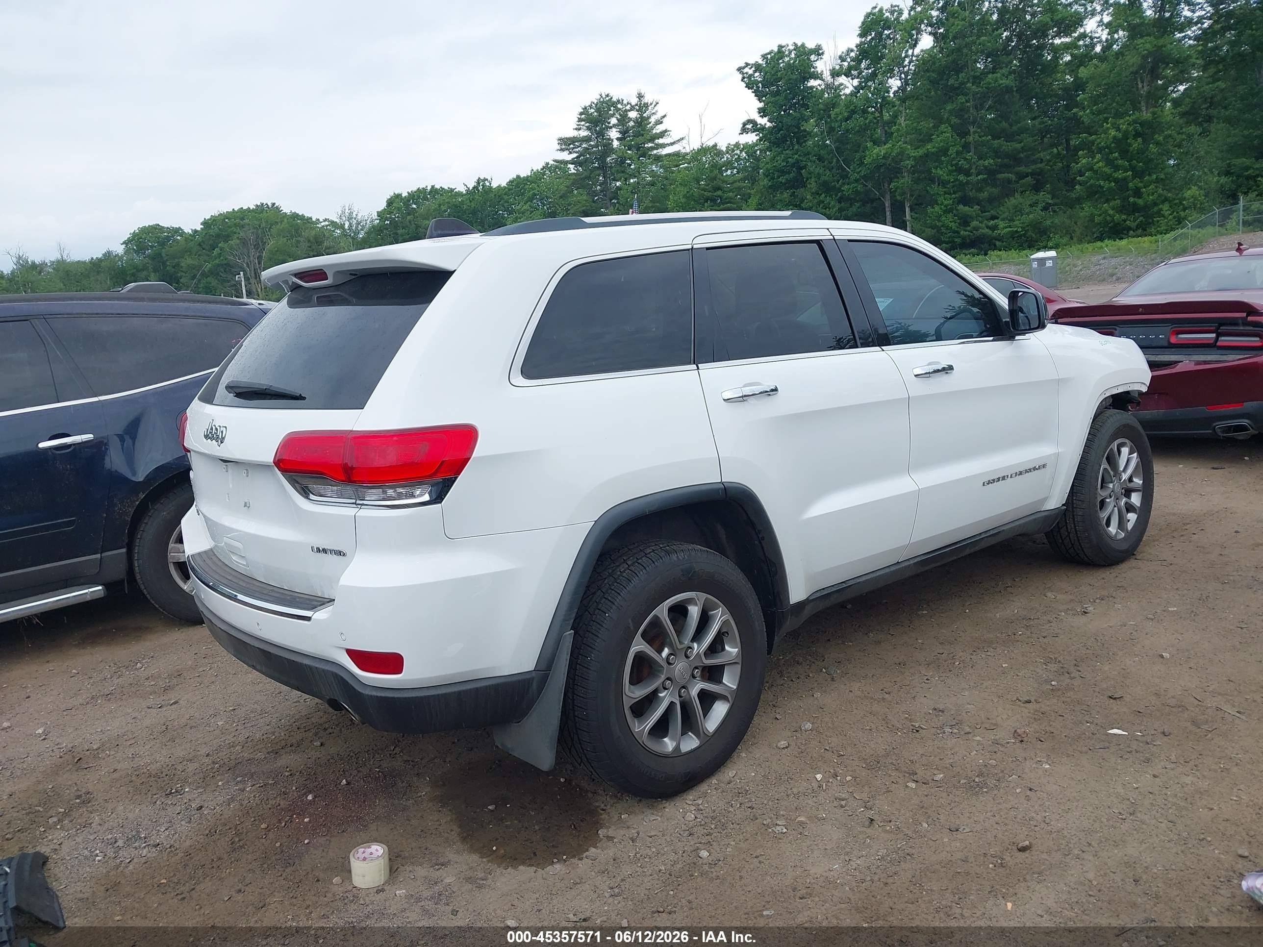 2015 Jeep Grand Cherokee Limited White vin: 1C4RJFBG8FC905479