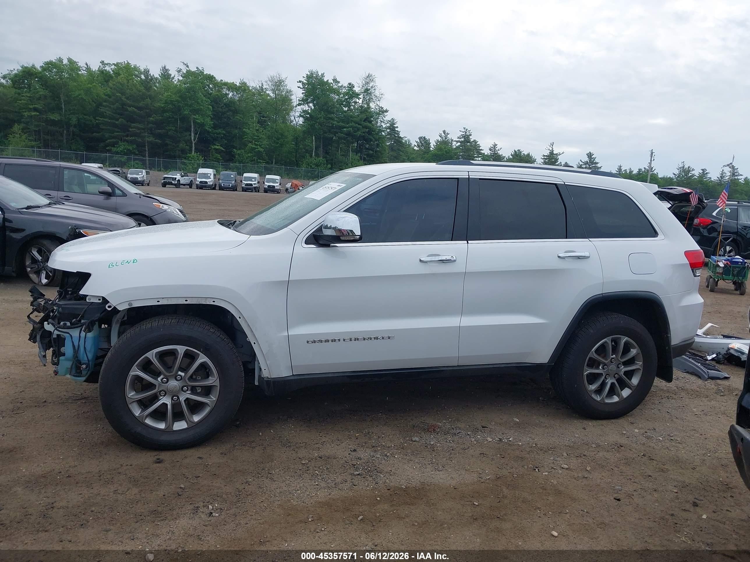 2015 Jeep Grand Cherokee Limited White vin: 1C4RJFBG8FC905479