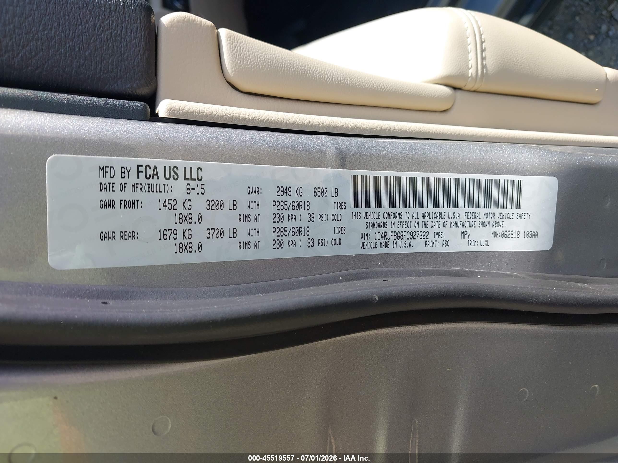 2015 Jeep Grand Cherokee Limited Silver vin: 1C4RJFBG8FC927322