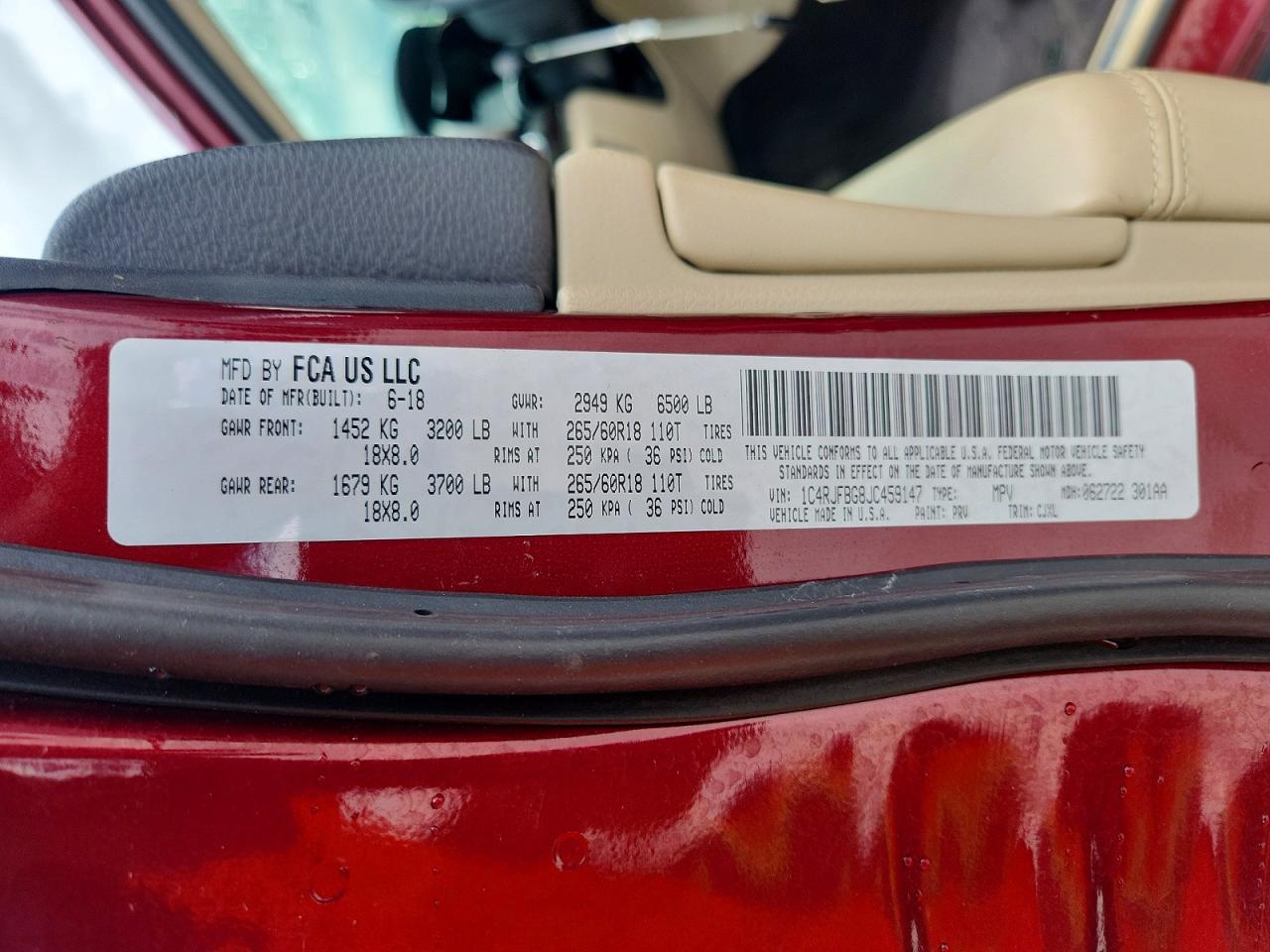 2018 Jeep Grand Cherokee Limited Красный vin: 1C4RJFBG8JC459147