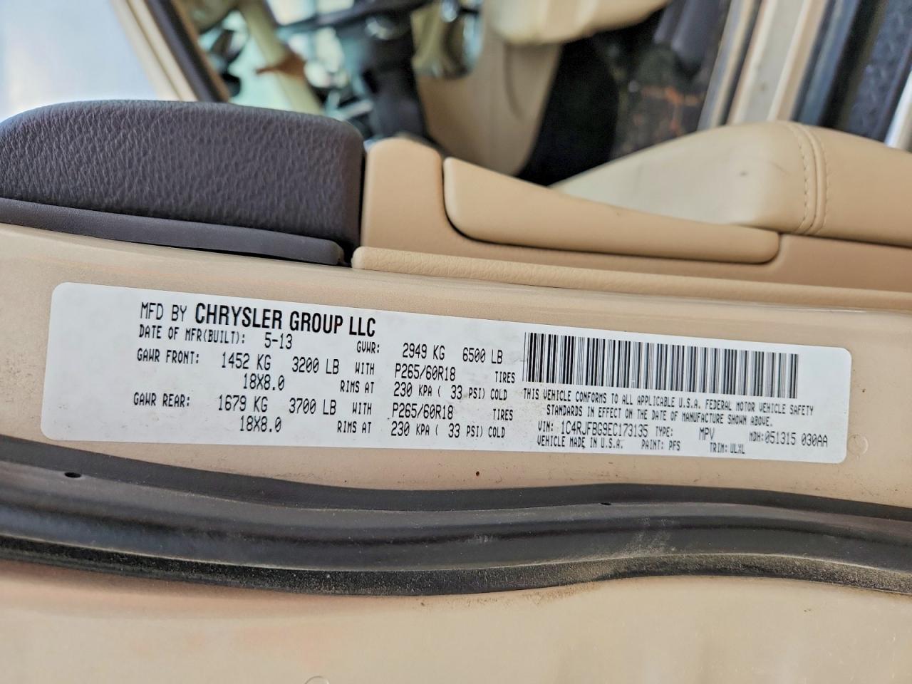 2014 Jeep Grand Cherokee Limited Tan vin: 1C4RJFBG9EC173135