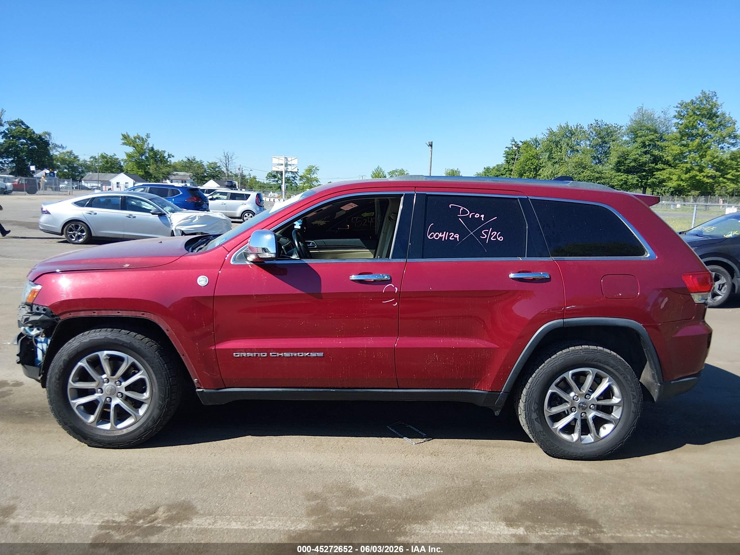 2014 Jeep Grand Cherokee Limited Красный vin: 1C4RJFBG9EC173409