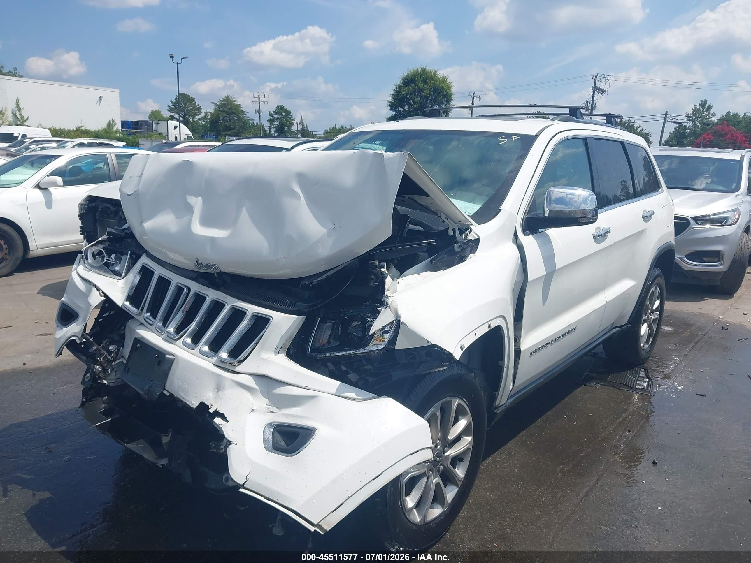 2014 Jeep Grand Cherokee Limited White vin: 1C4RJFBG9EC422534