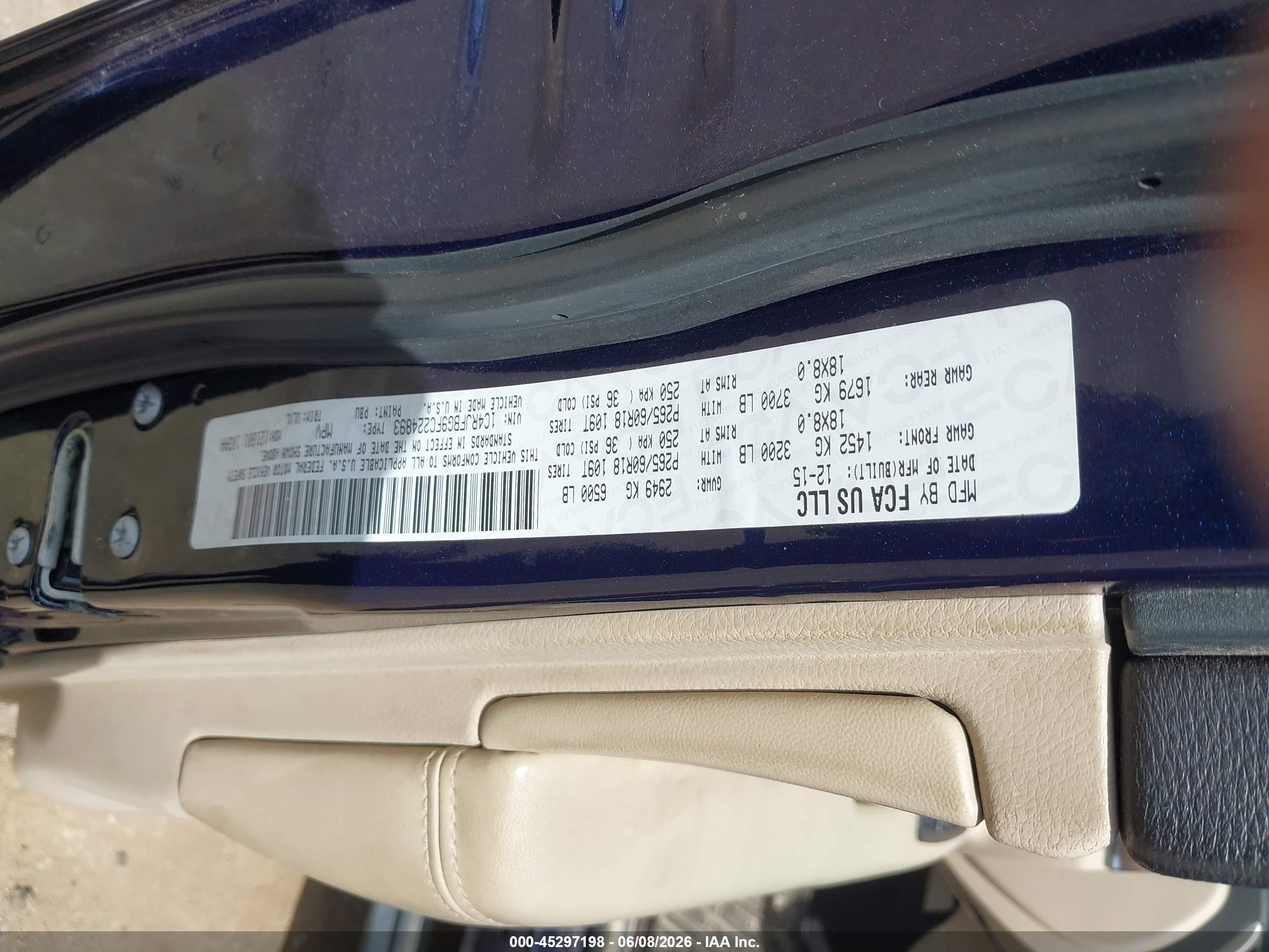 2015 Jeep Grand Cherokee Limited Blue vin: 1C4RJFBG9FC224893