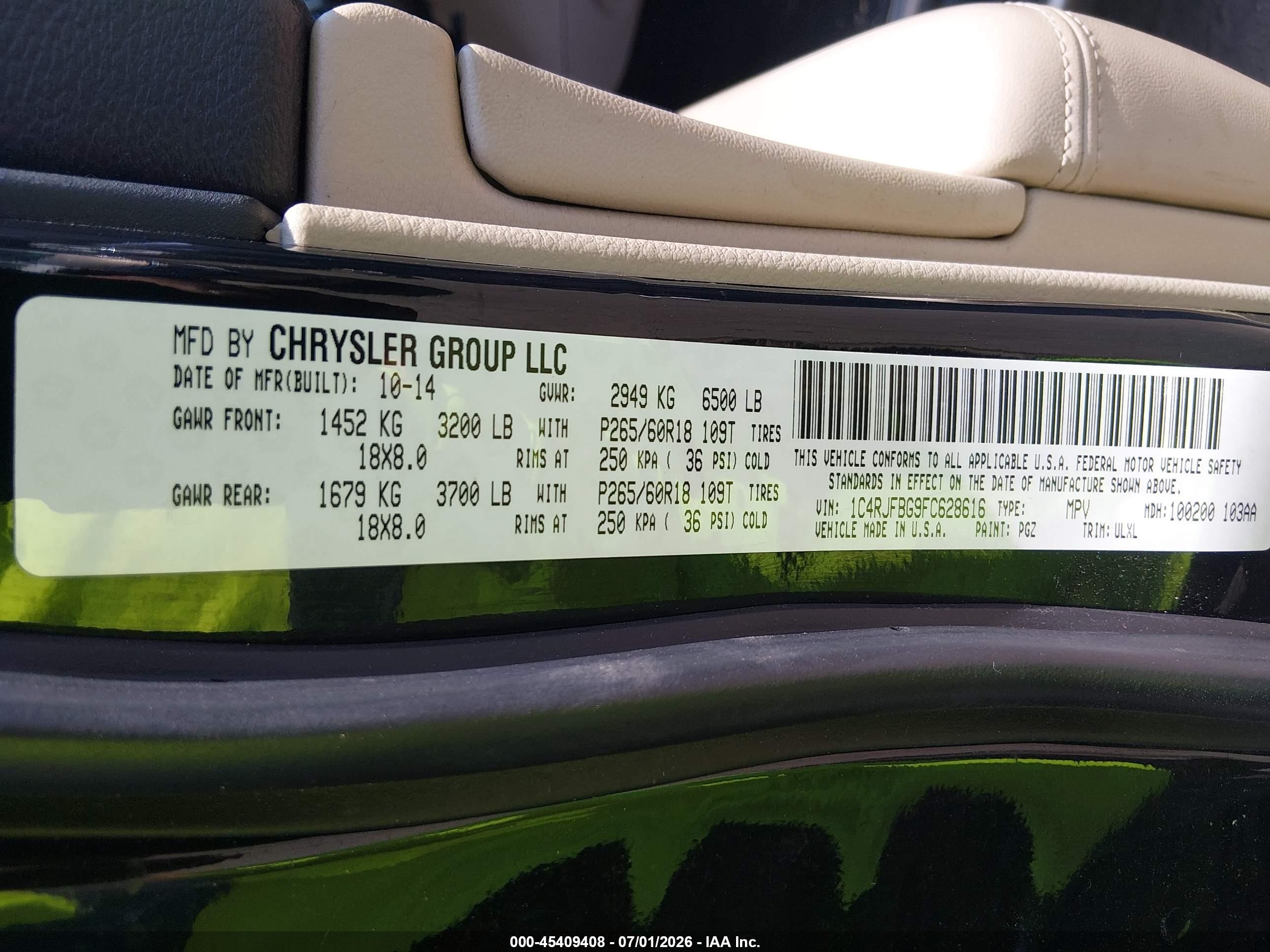 2015 Jeep Grand Cherokee Limited Black vin: 1C4RJFBG9FC628616