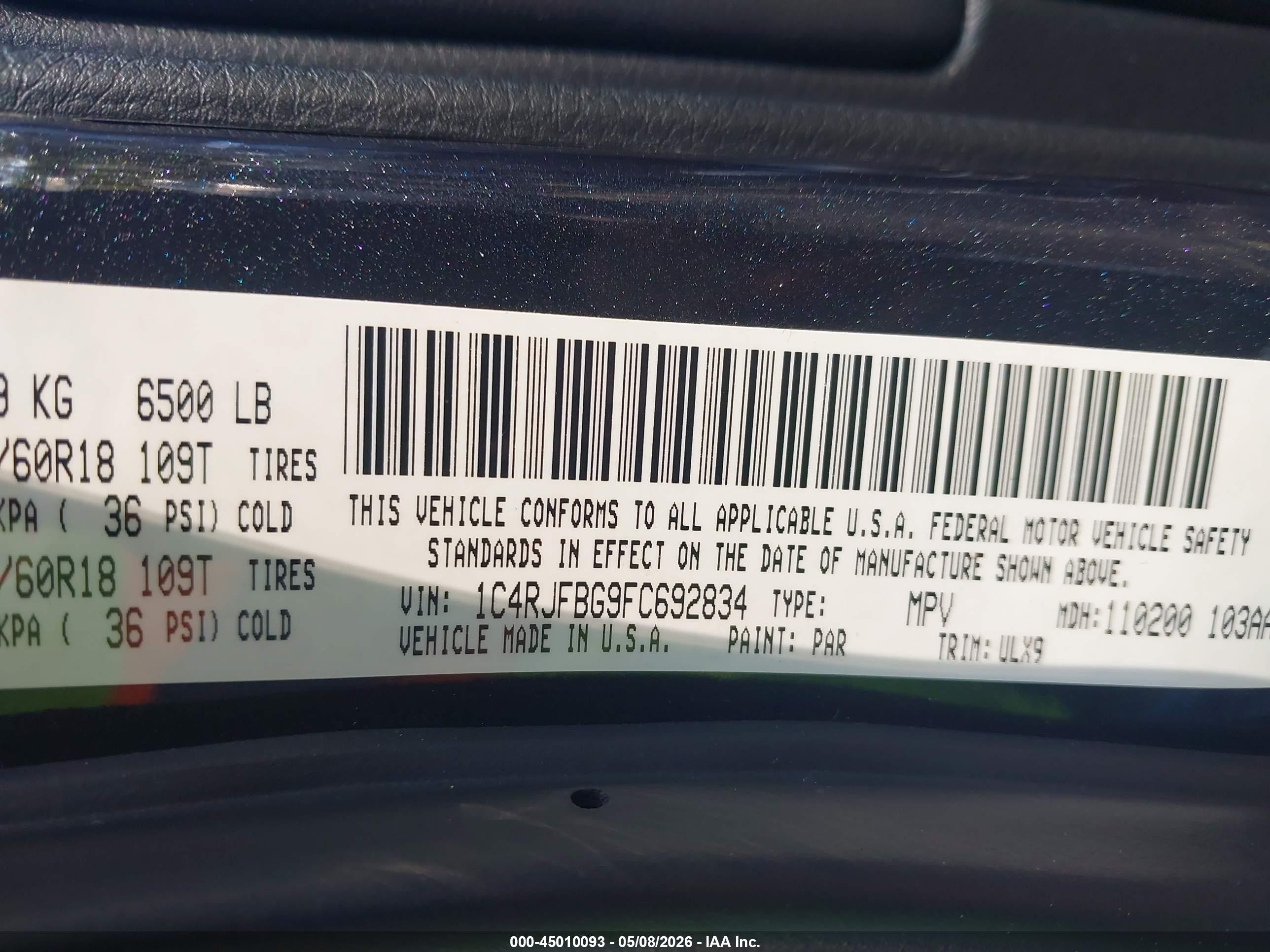 2015 Jeep Grand Cherokee Limited Gray vin: 1C4RJFBG9FC692834