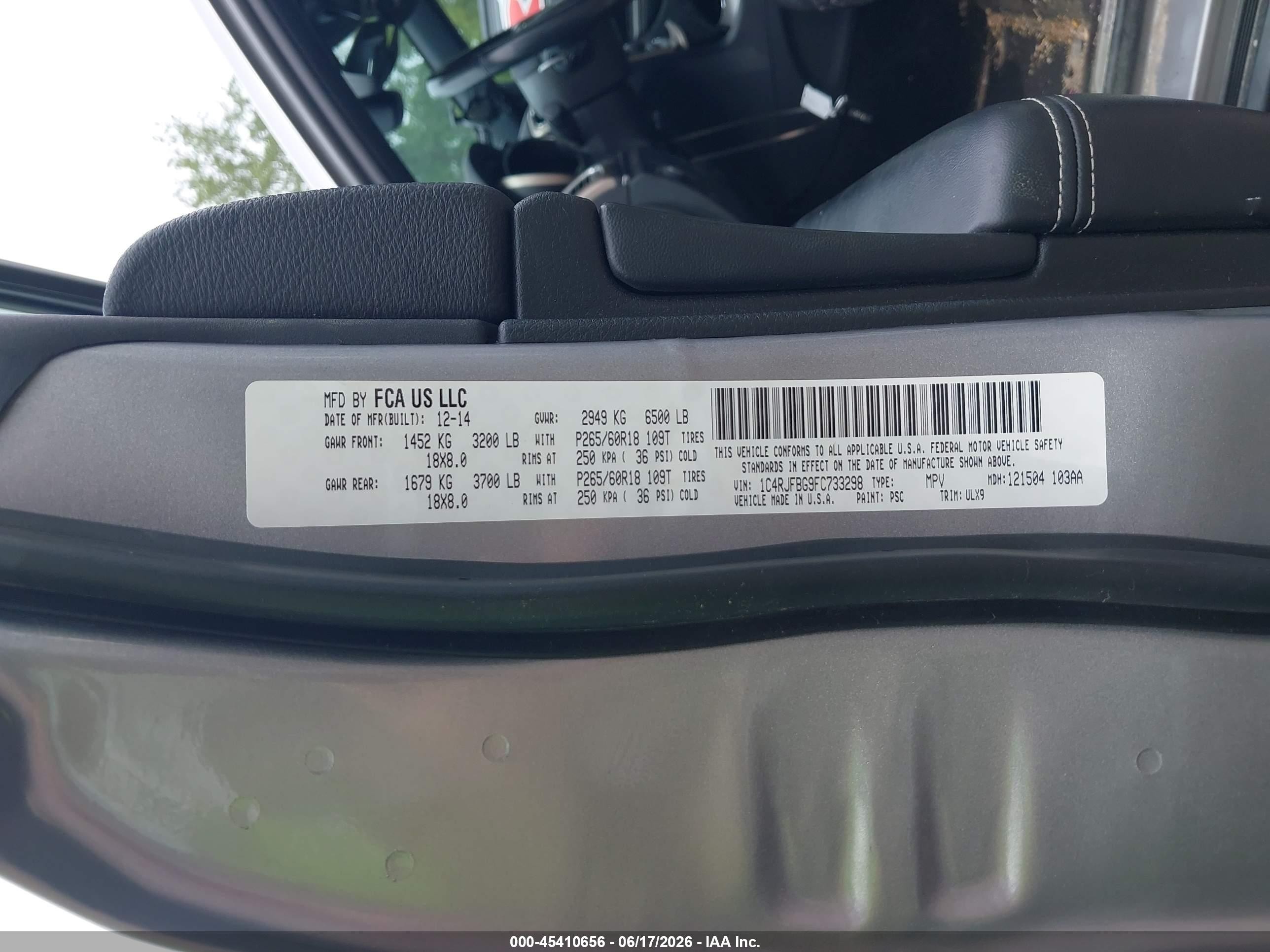 2015 Jeep Grand Cherokee Limited Серебряный vin: 1C4RJFBG9FC733298