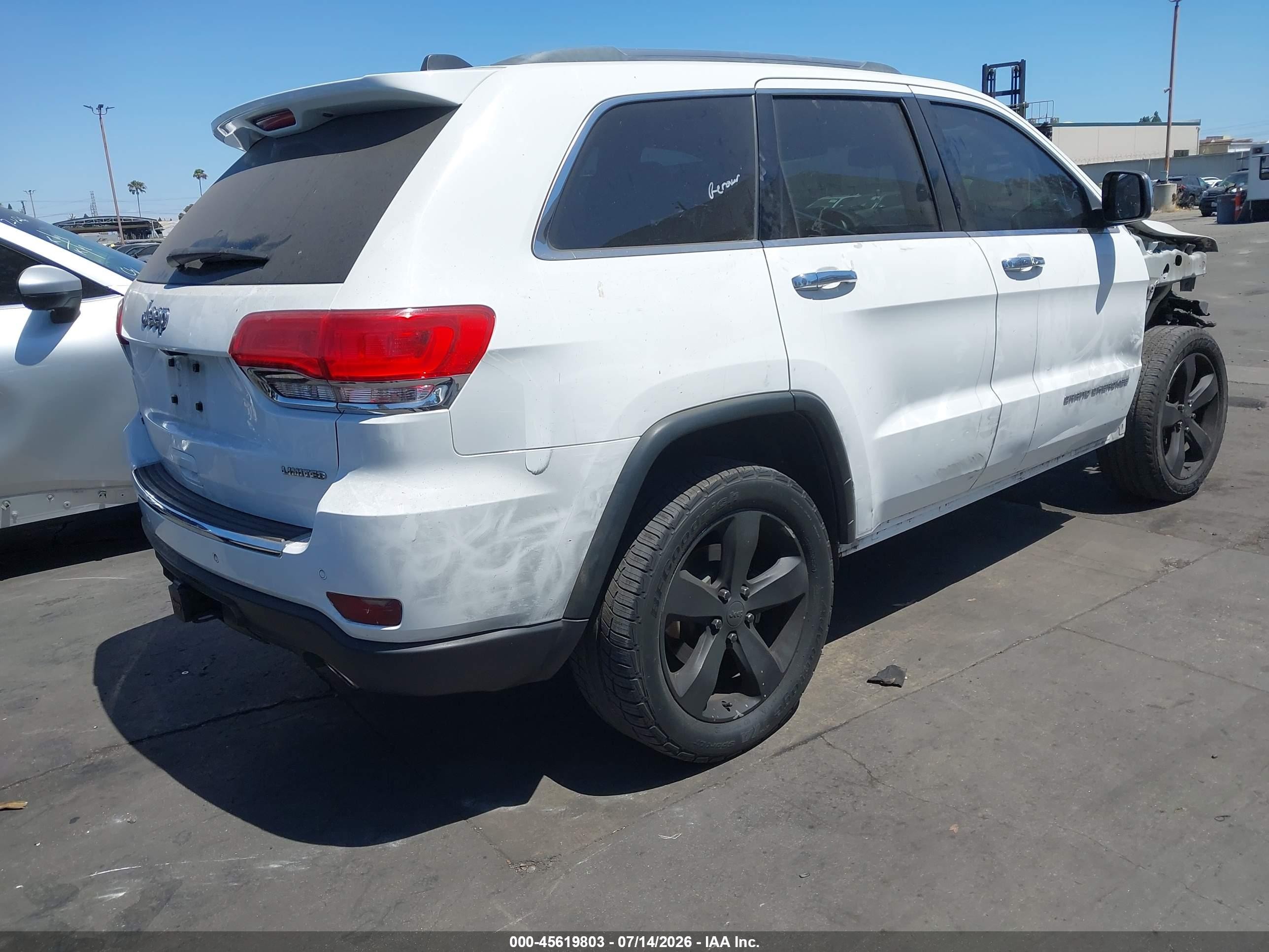 2015 Jeep Grand Cherokee Limited White vin: 1C4RJFBG9FC787510