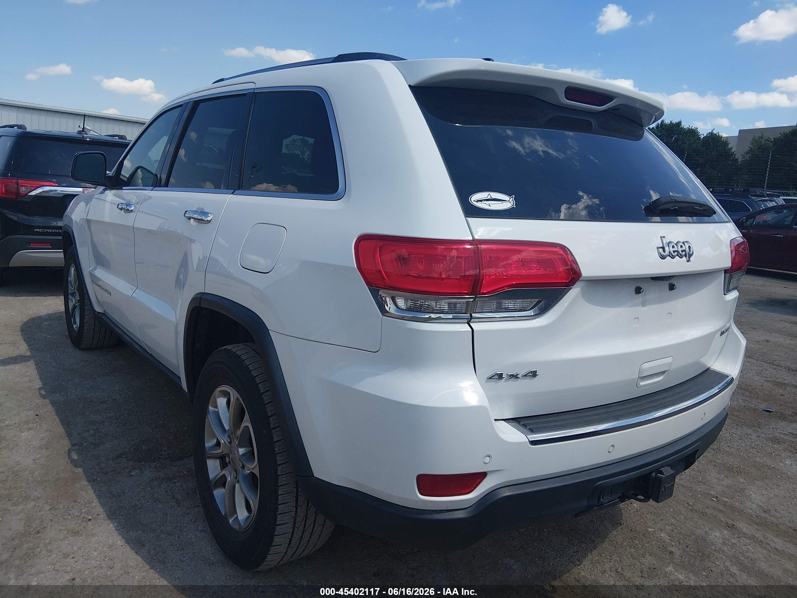 2015 Jeep Grand Cherokee Limited White vin: 1C4RJFBG9FC911016