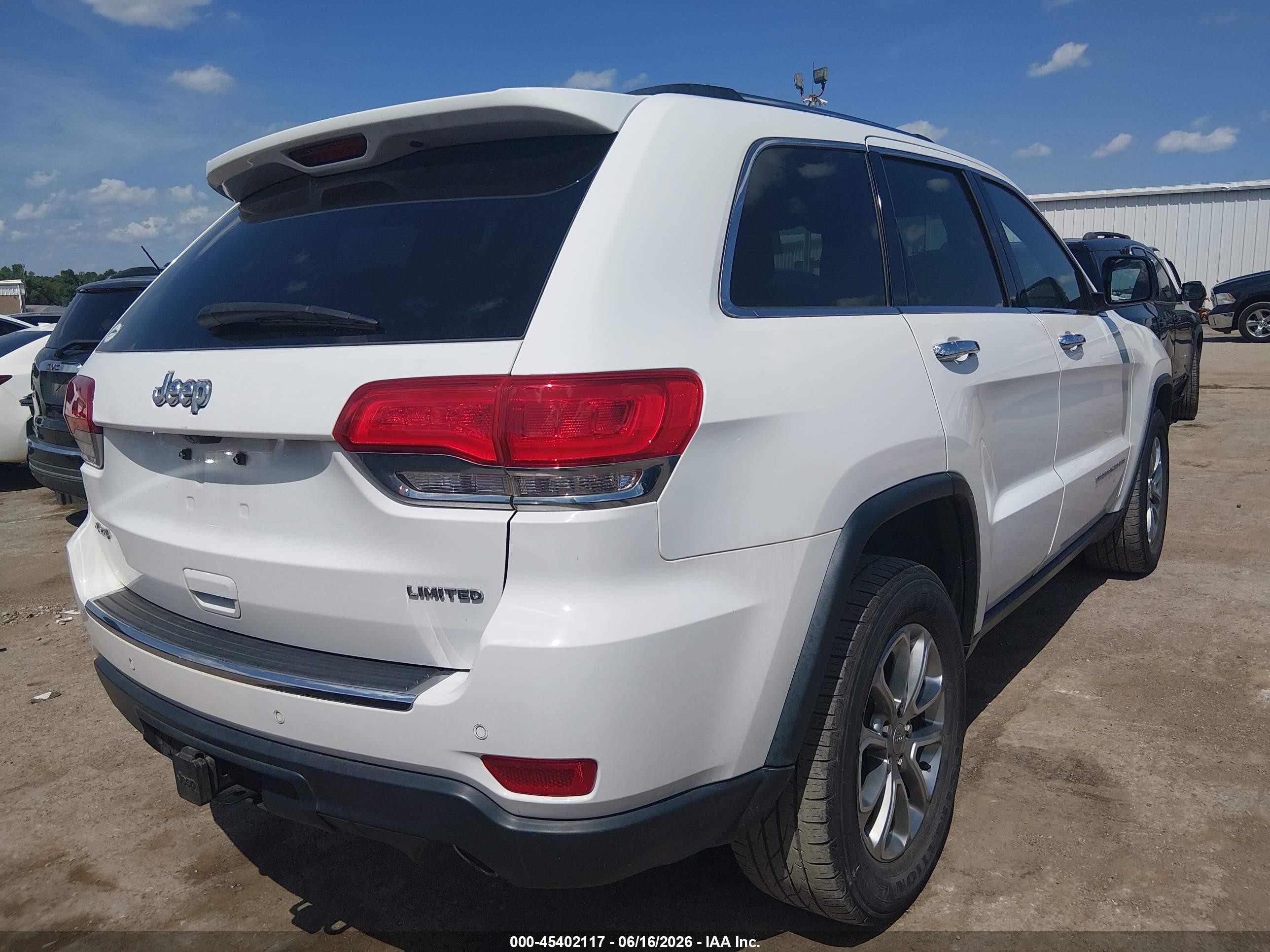 2015 Jeep Grand Cherokee Limited White vin: 1C4RJFBG9FC911016