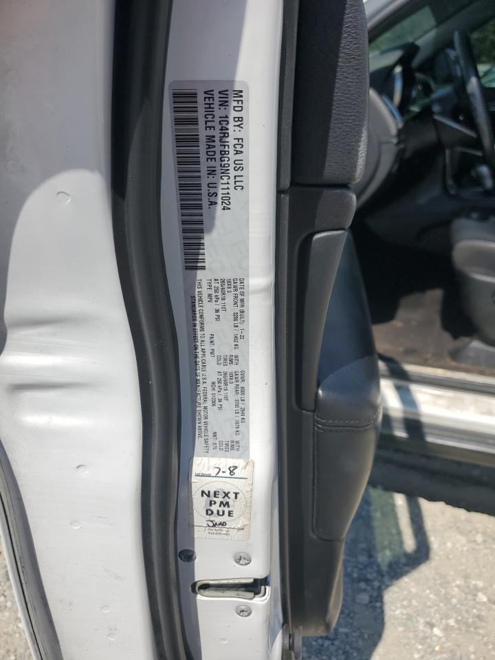 2022 Jeep Gran Cheor White vin: 1C4RJFBG9NC111024