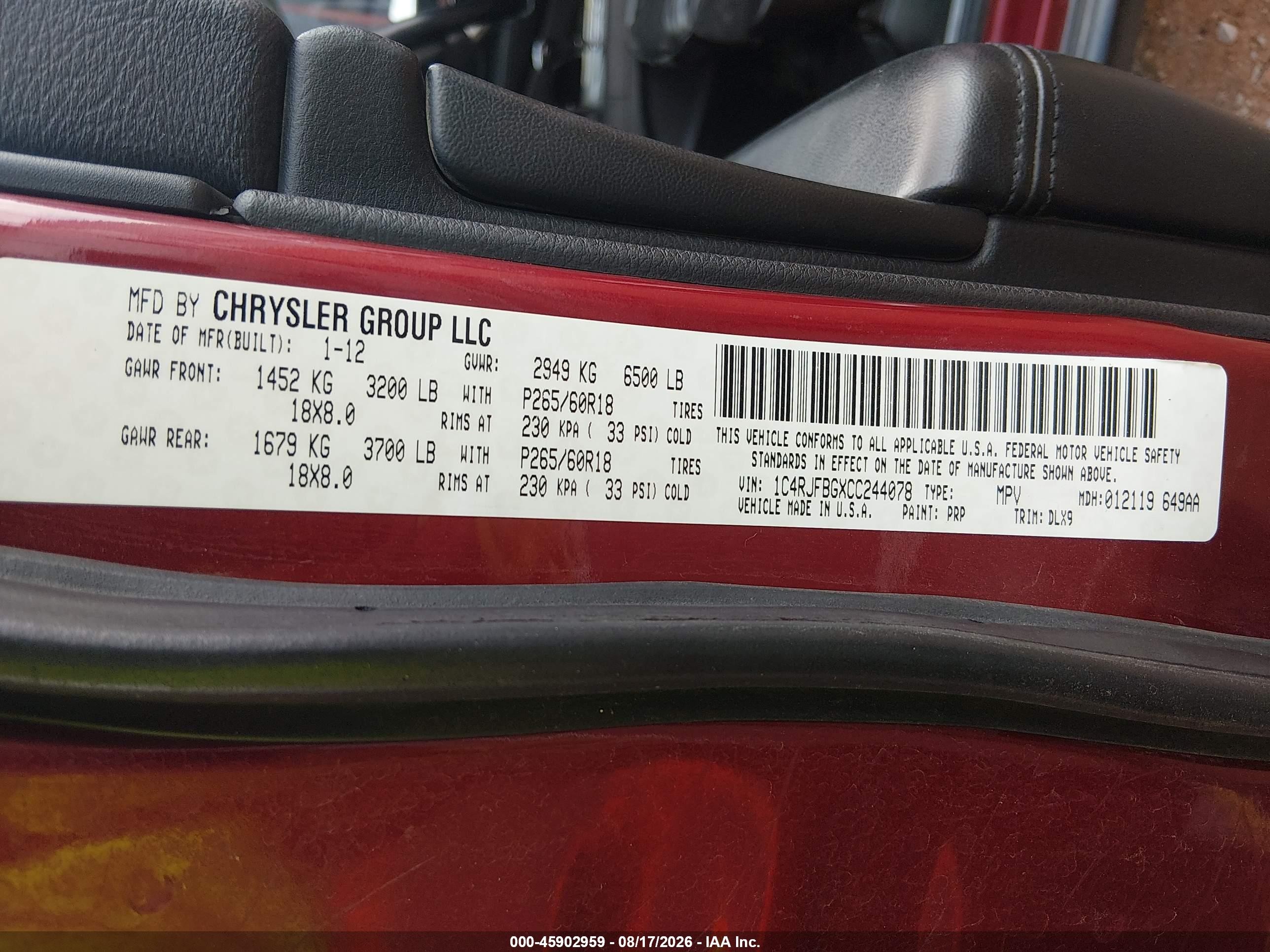 2012 Jeep Grand Cherokee Limited Maroon vin: 1C4RJFBGXCC244078