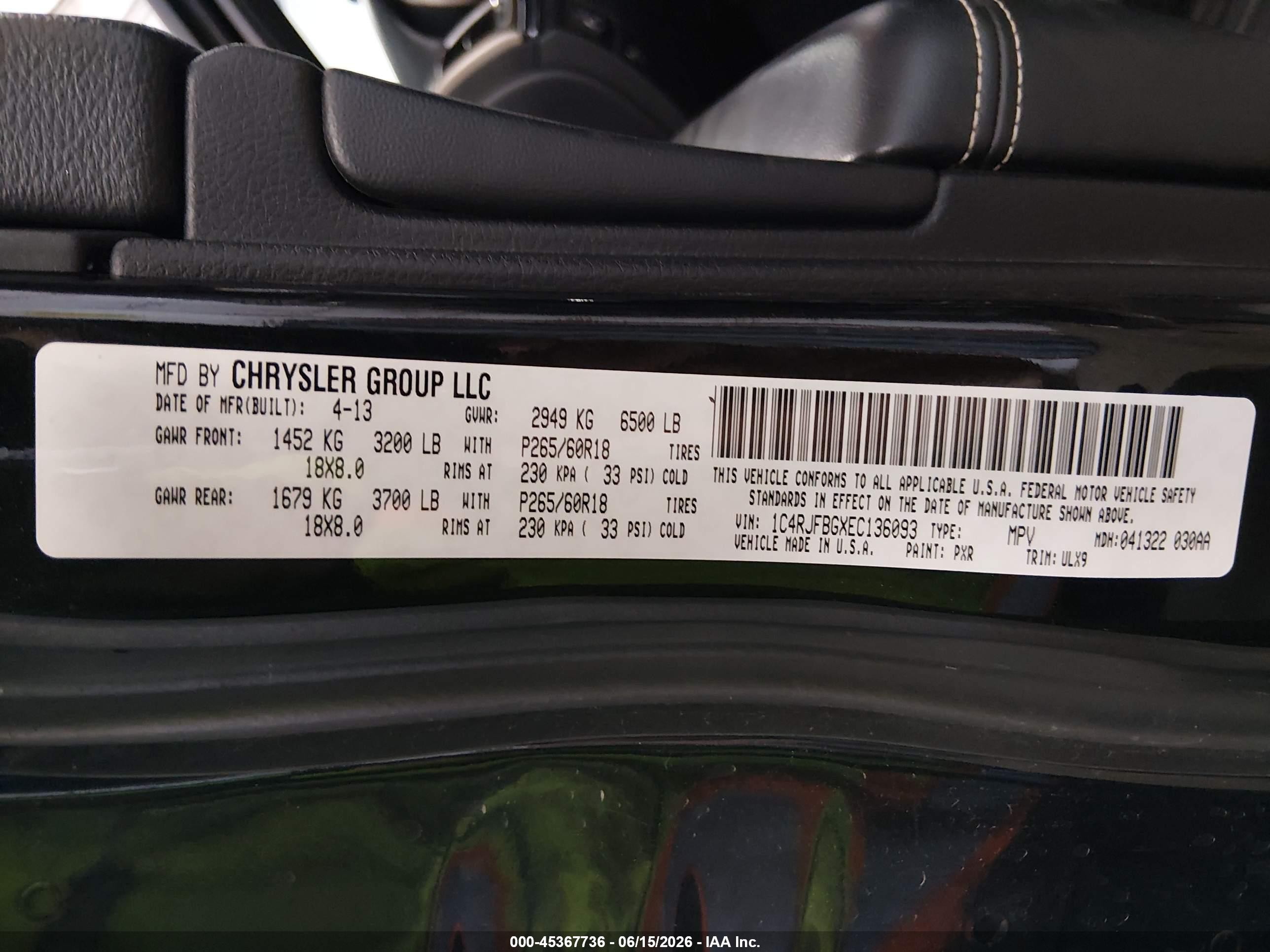 2014 Jeep Grand Cherokee Limited Black vin: 1C4RJFBGXEC136093