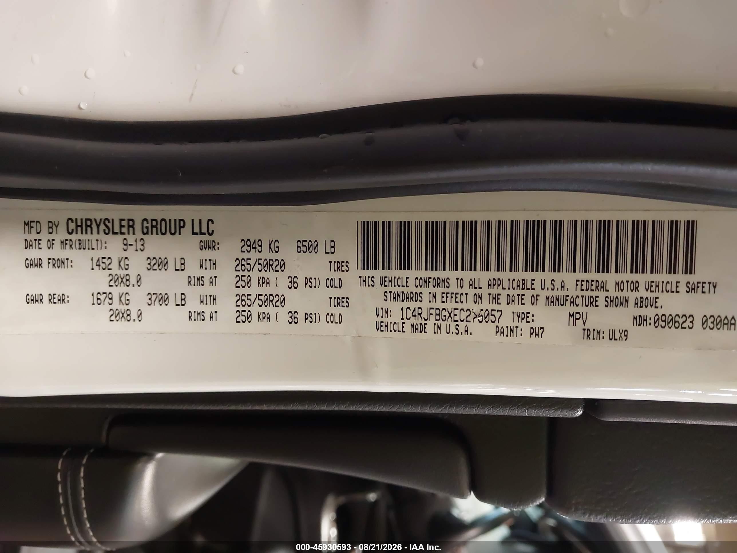 2014 Jeep Grand Cherokee Limited Белый vin: 1C4RJFBGXEC275057