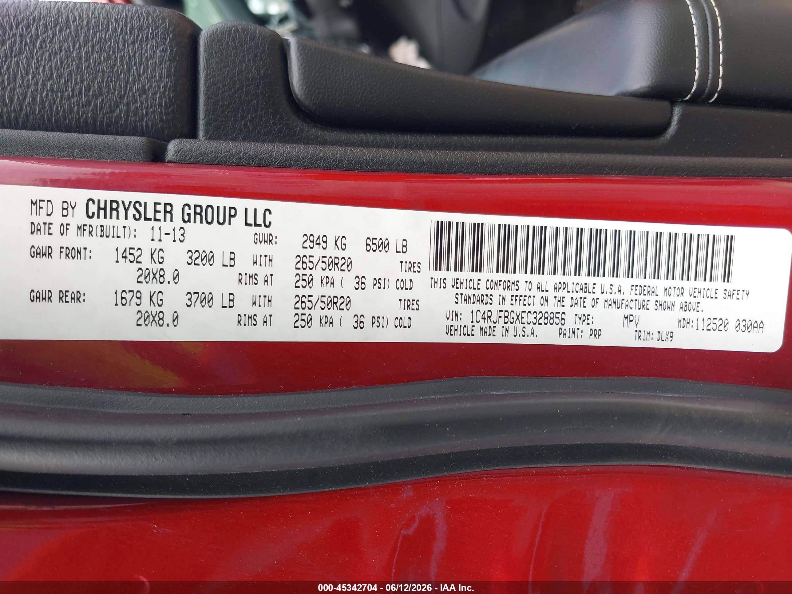 2014 Jeep Grand Cherokee Limited Red vin: 1C4RJFBGXEC328856