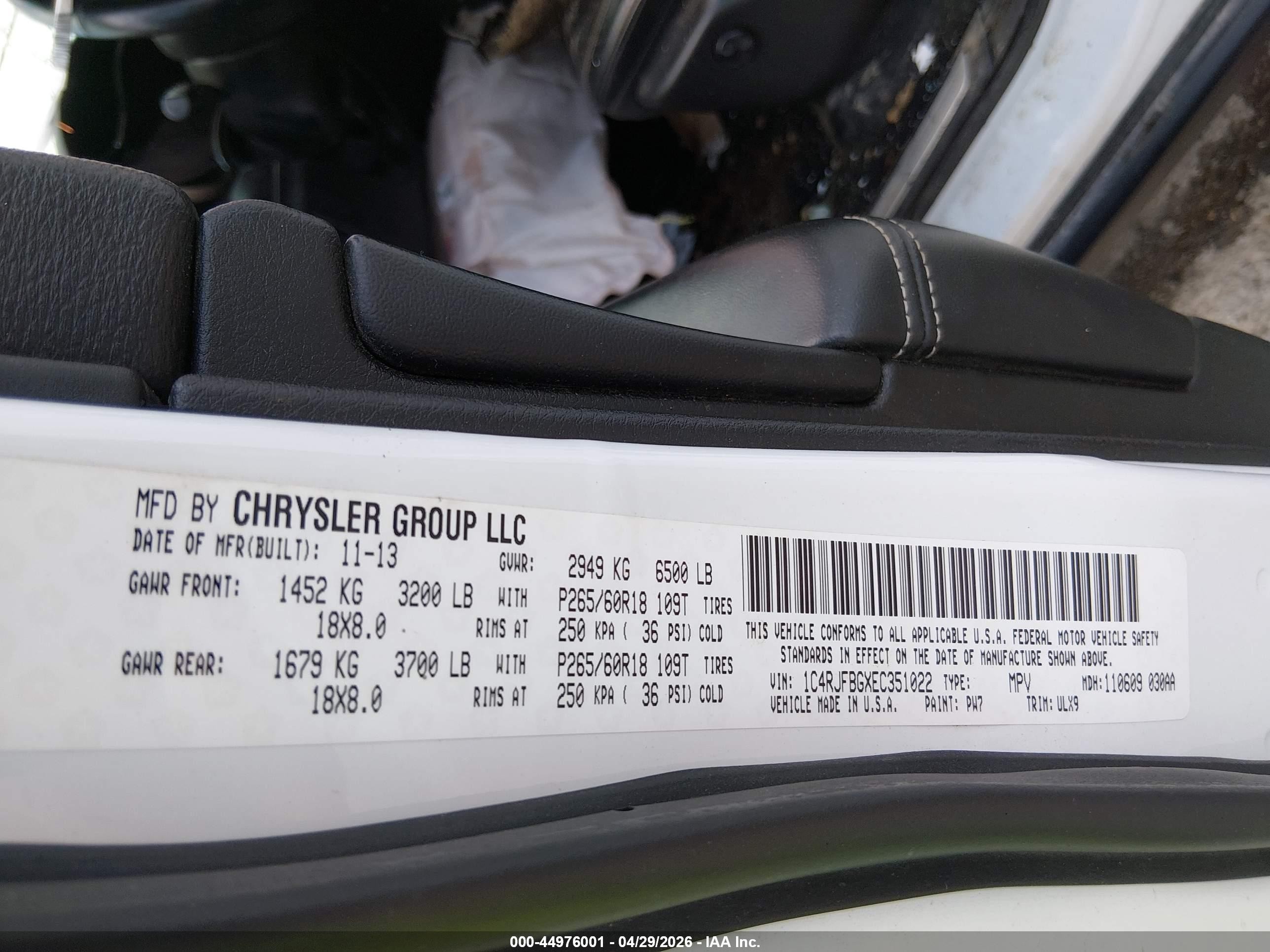 2014 Jeep Grand Cherokee Limited White vin: 1C4RJFBGXEC351022