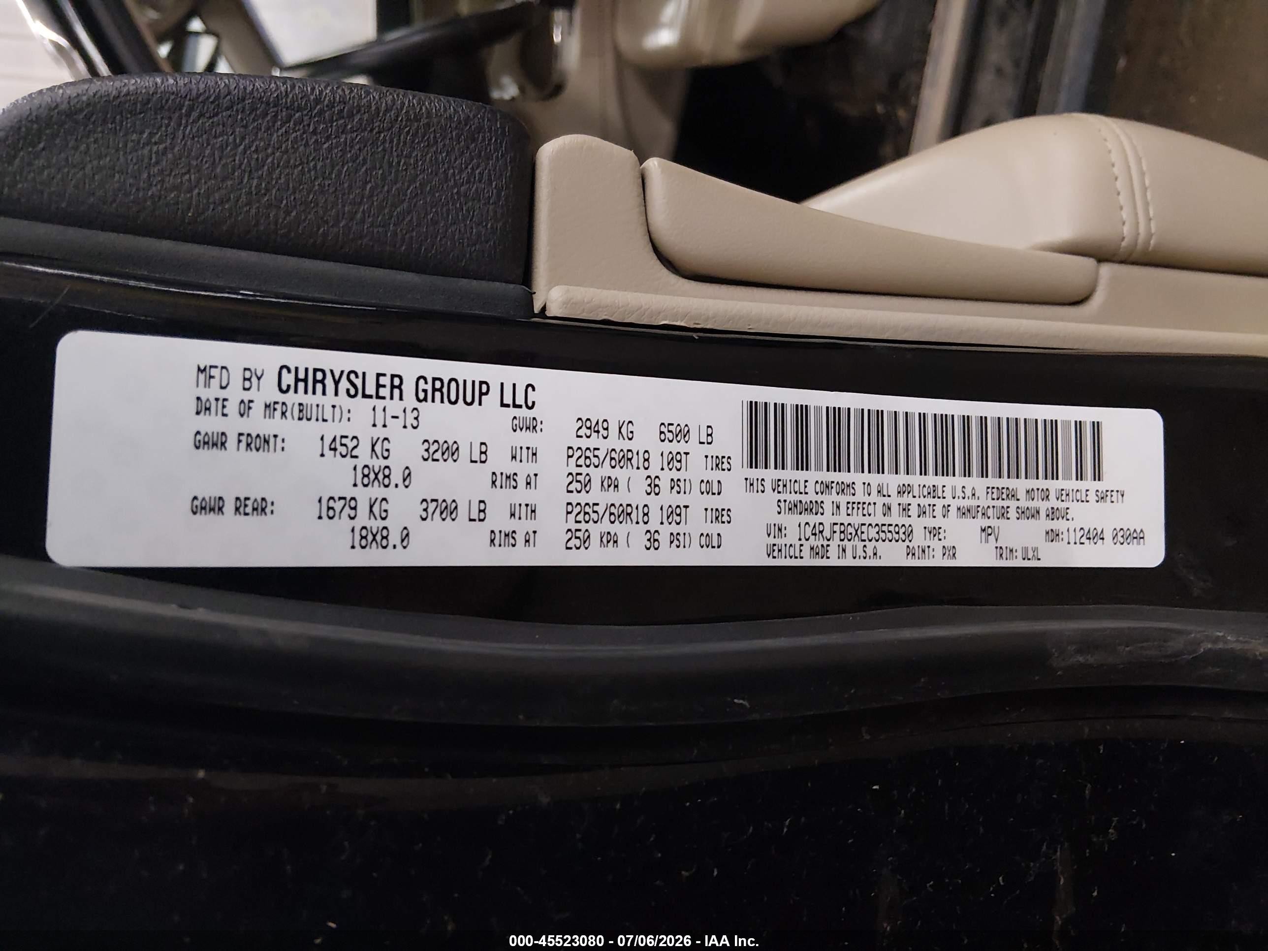 2014 Jeep Grand Cherokee Limited Black vin: 1C4RJFBGXEC355930