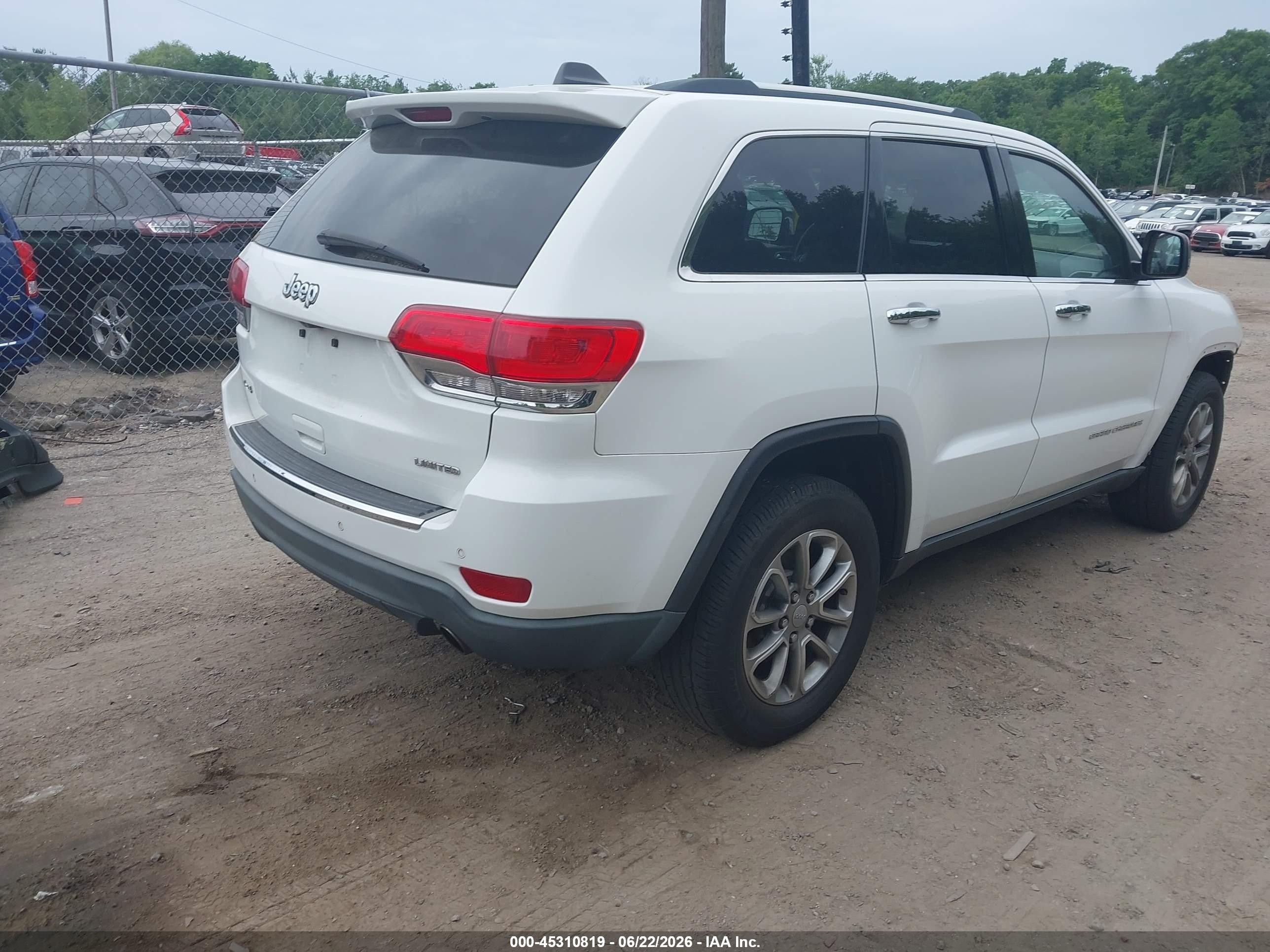 2014 Jeep Grand Cherokee Limited White vin: 1C4RJFBGXEC399765