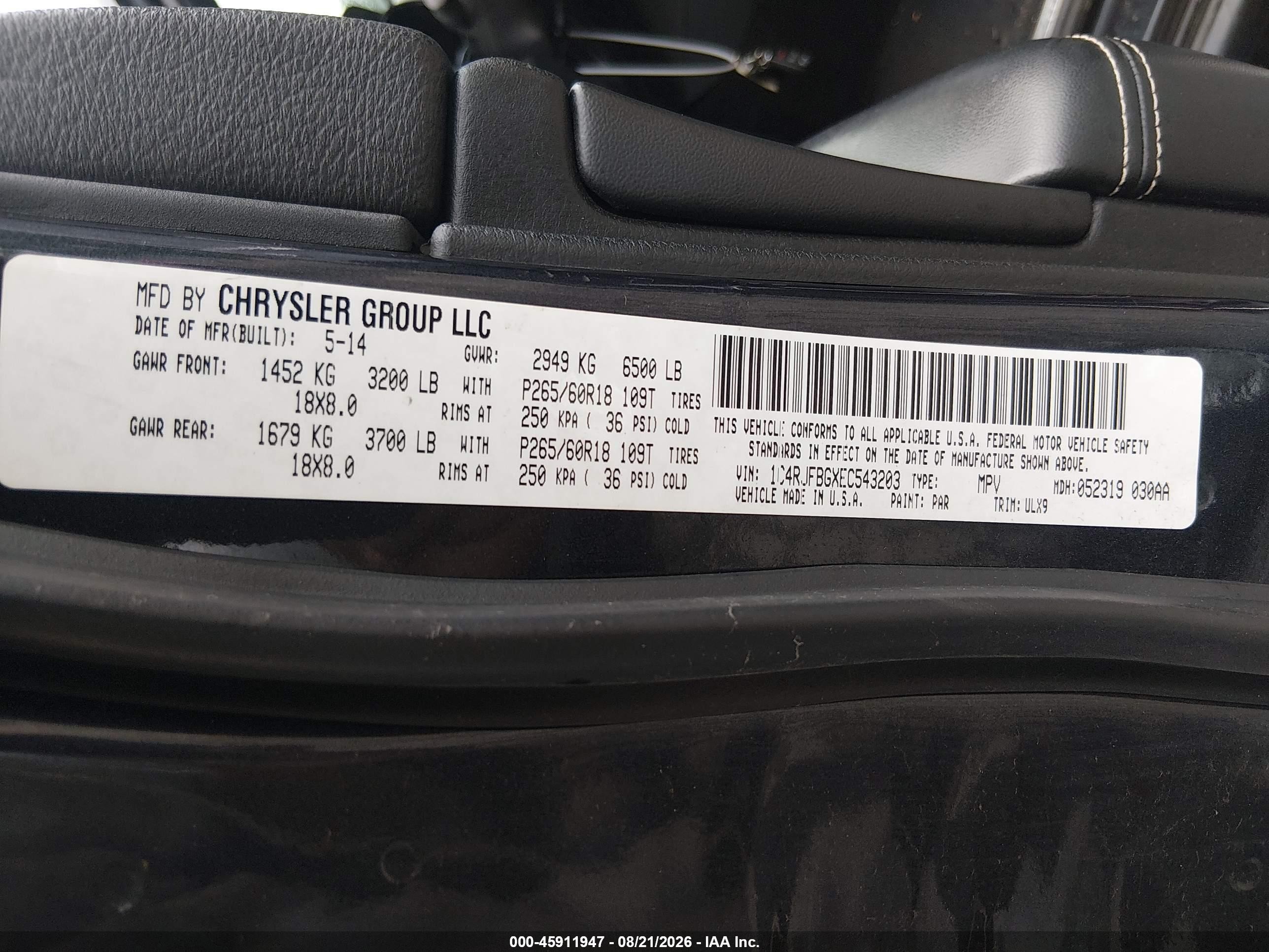 2014 Jeep Grand Cherokee Limited Black vin: 1C4RJFBGXEC543203