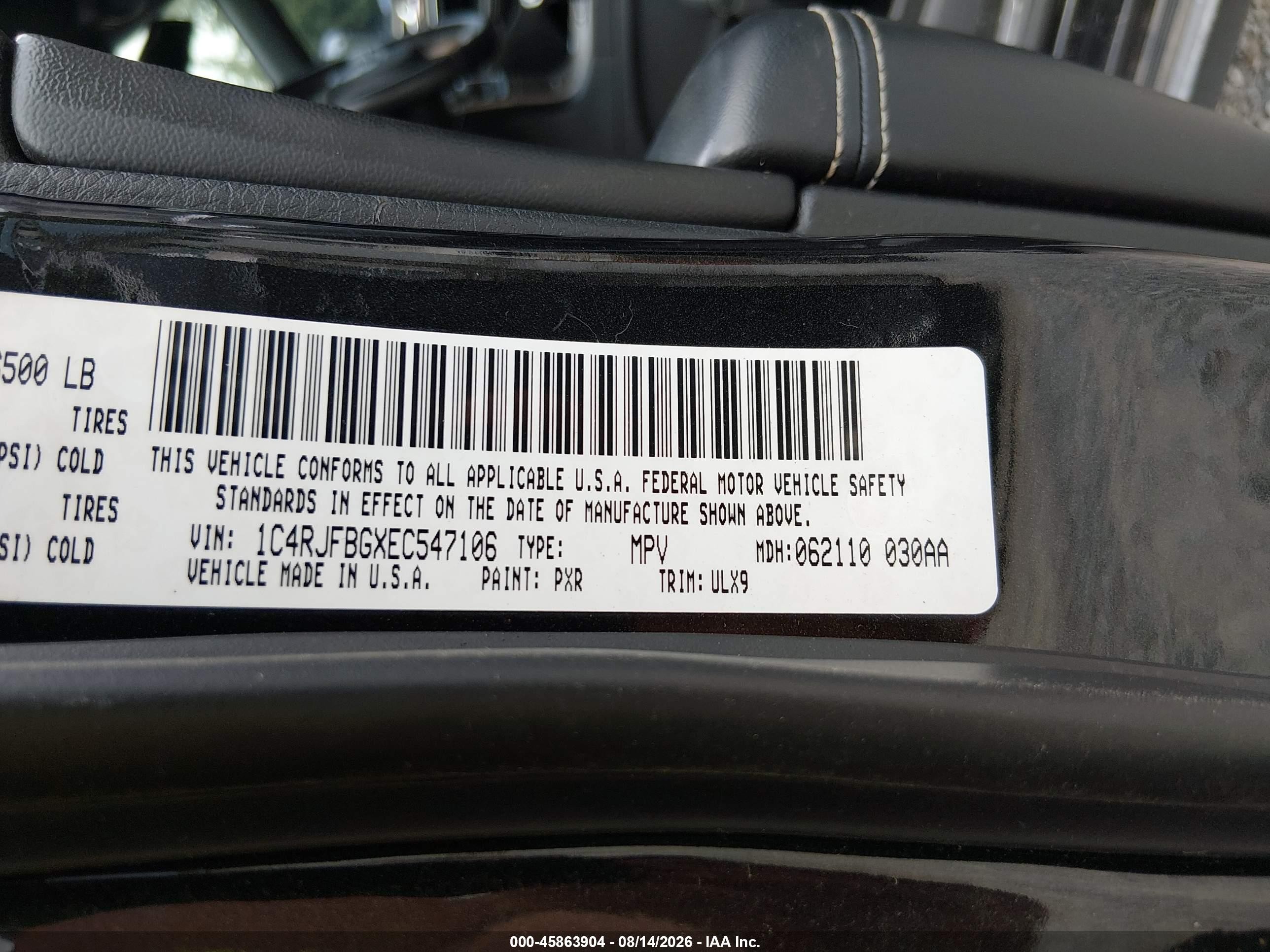 2014 Jeep Grand Cherokee Limited Черный vin: 1C4RJFBGXEC547106