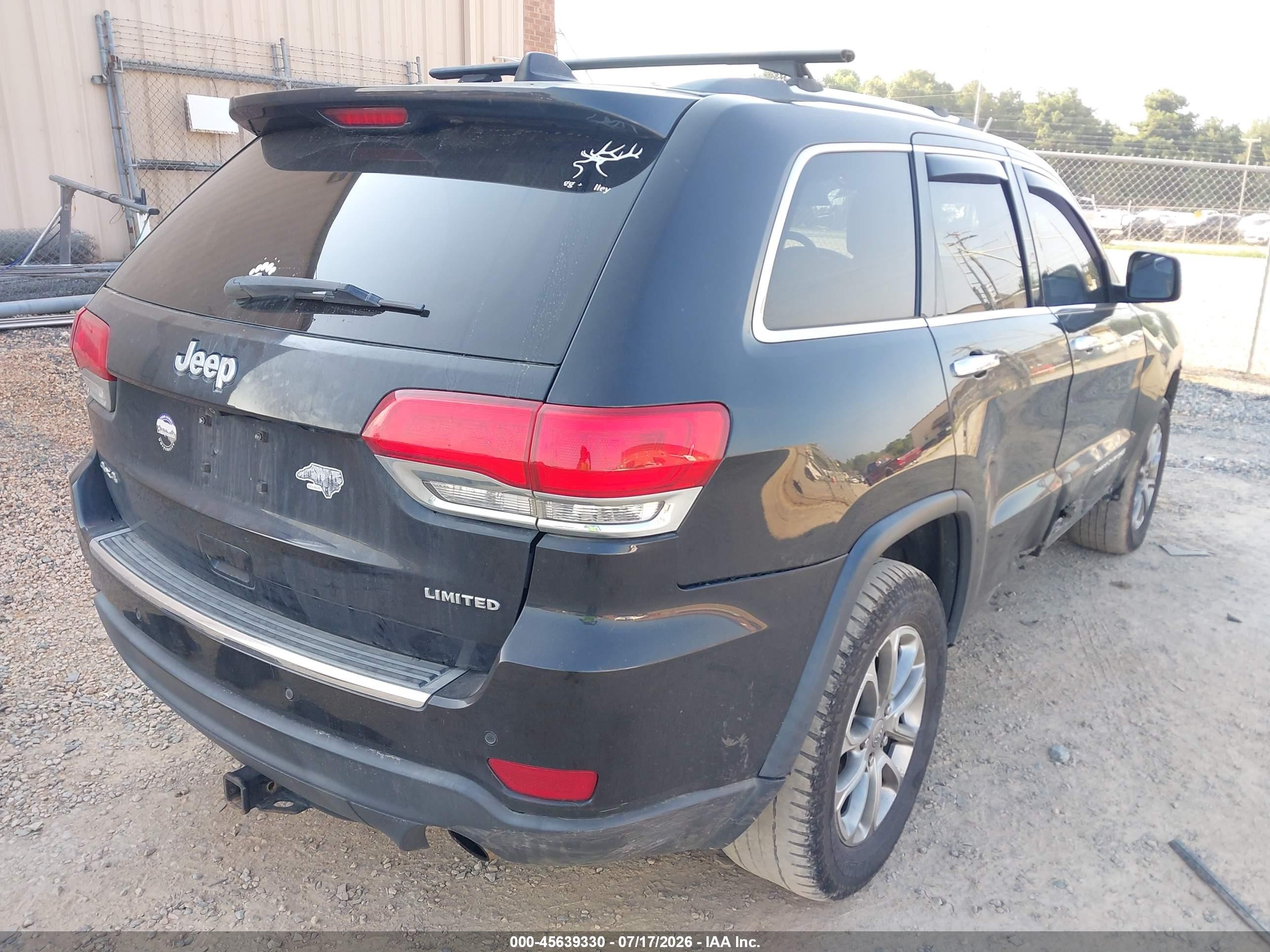 2015 Jeep Grand Cherokee Limited Black vin: 1C4RJFBGXFC159388