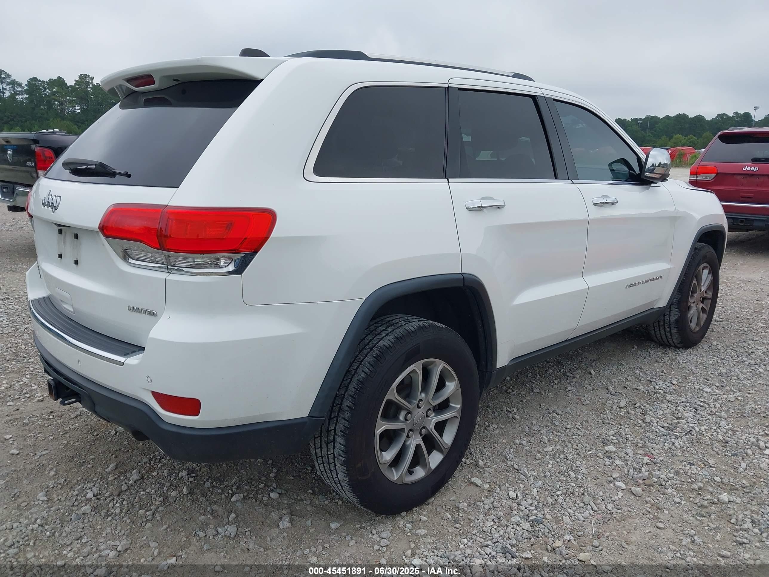 2015 Jeep Grand Cherokee Limited White vin: 1C4RJFBGXFC216849
