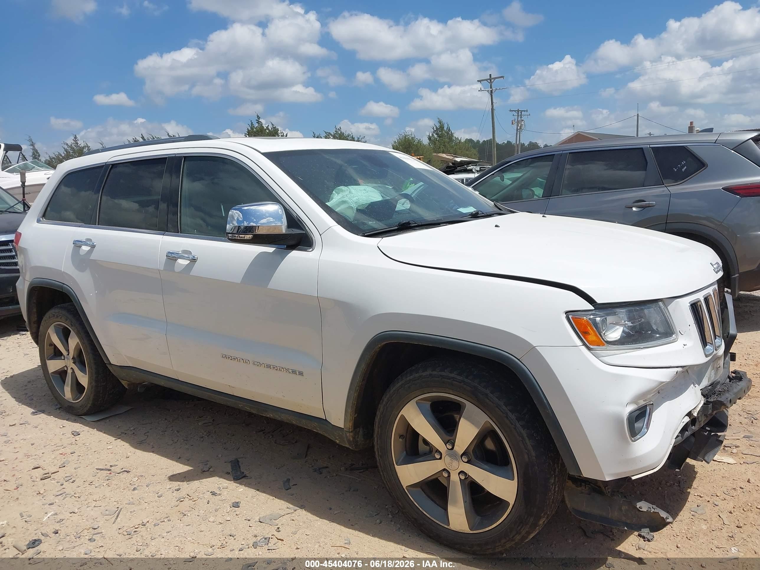 2015 Jeep Grand Cherokee Limited White vin: 1C4RJFBGXFC679042