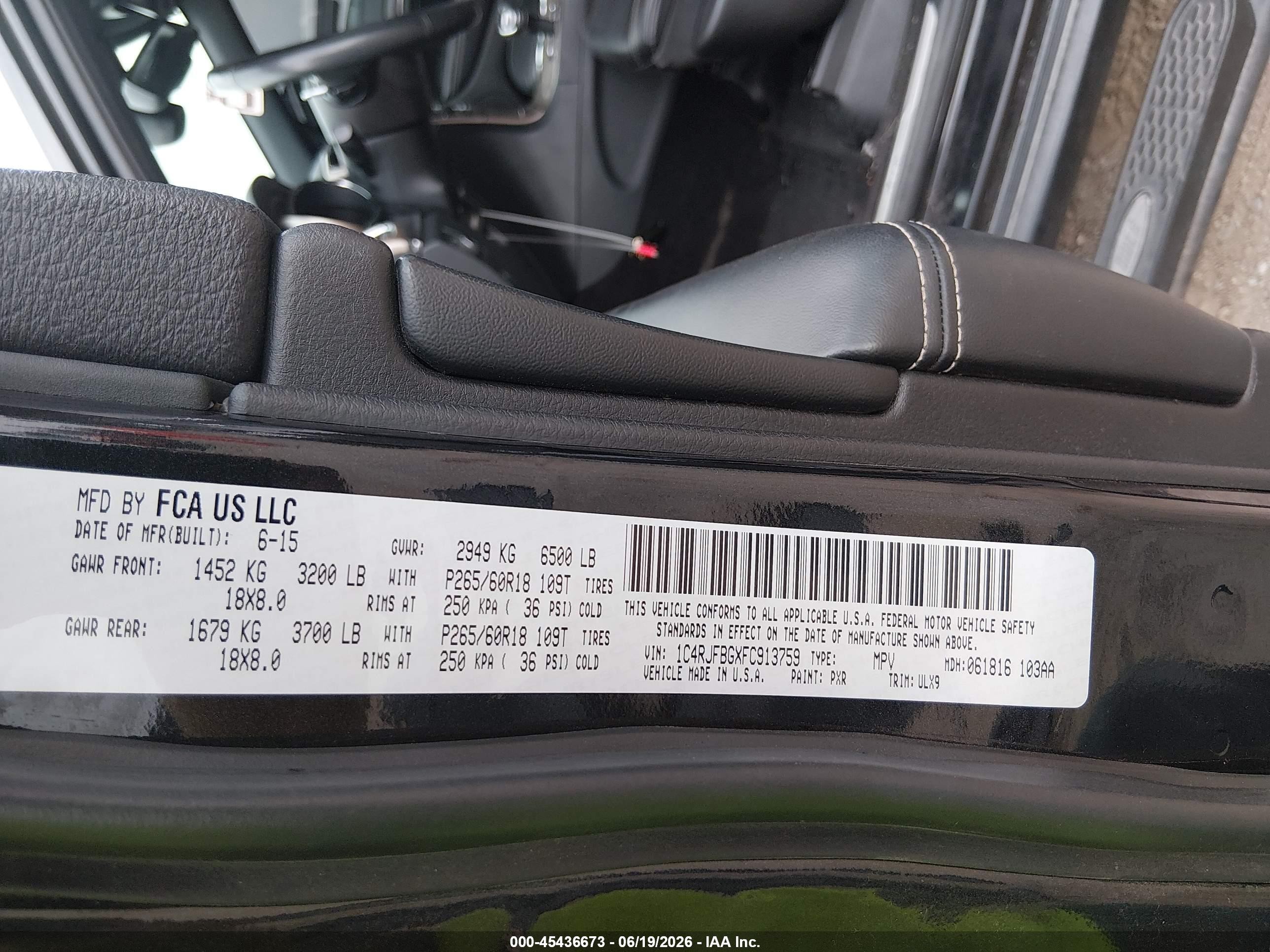2015 Jeep Grand Cherokee Limited Black vin: 1C4RJFBGXFC913759