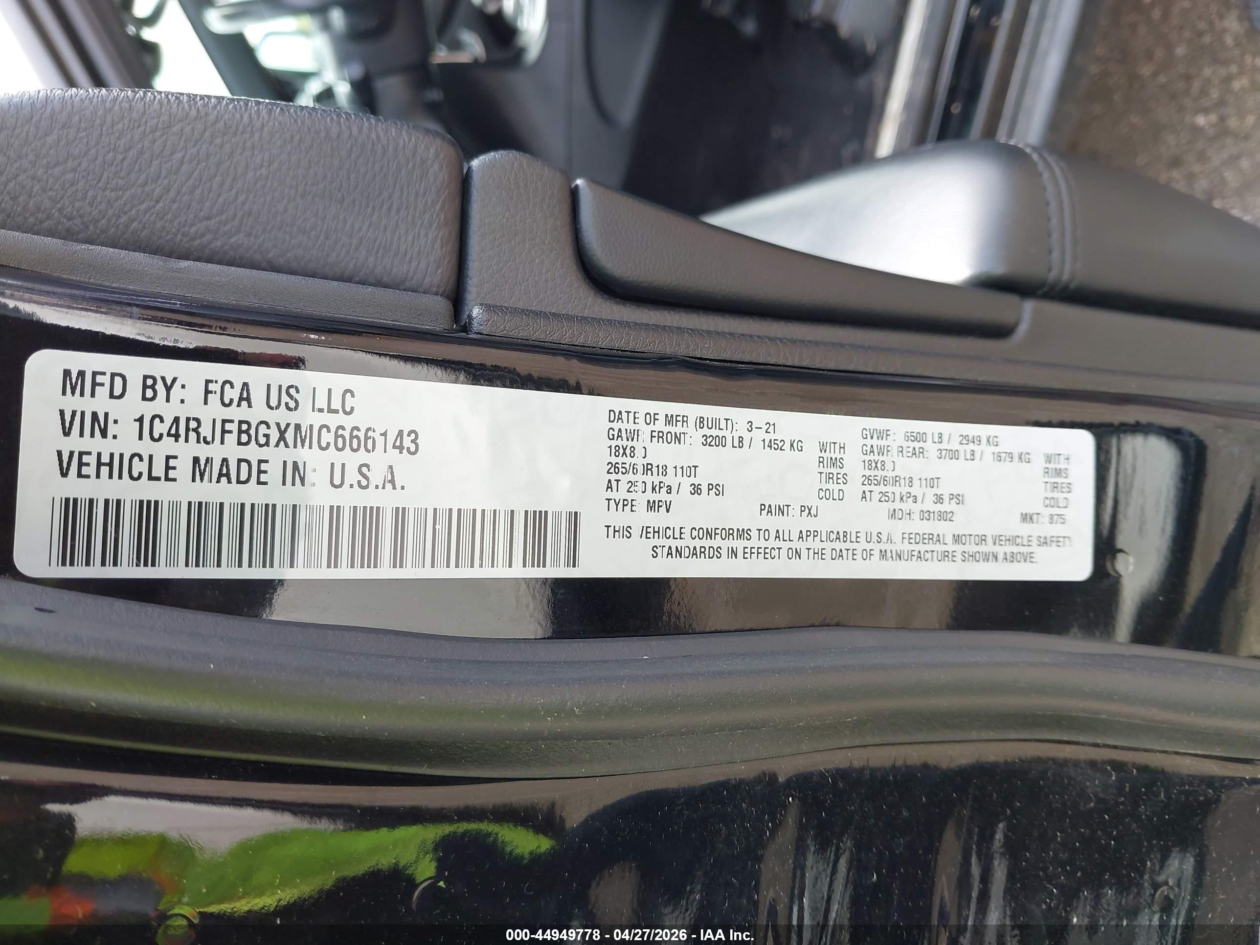 2021 Jeep Grand Cherokee Limited 4x4 Black vin: 1C4RJFBGXMC666143