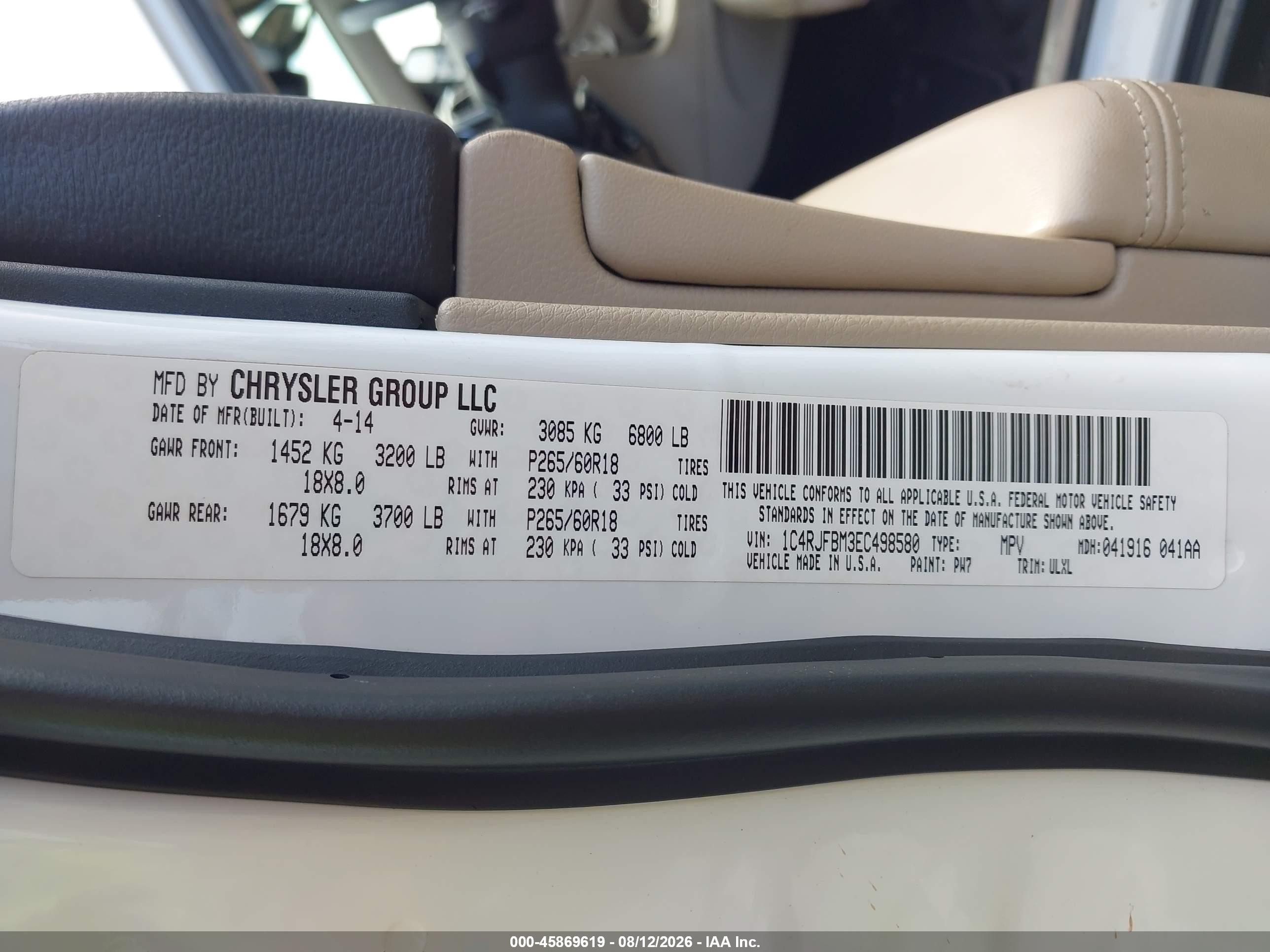 2014 Jeep Grand Cherokee Limited White vin: 1C4RJFBM3EC498580