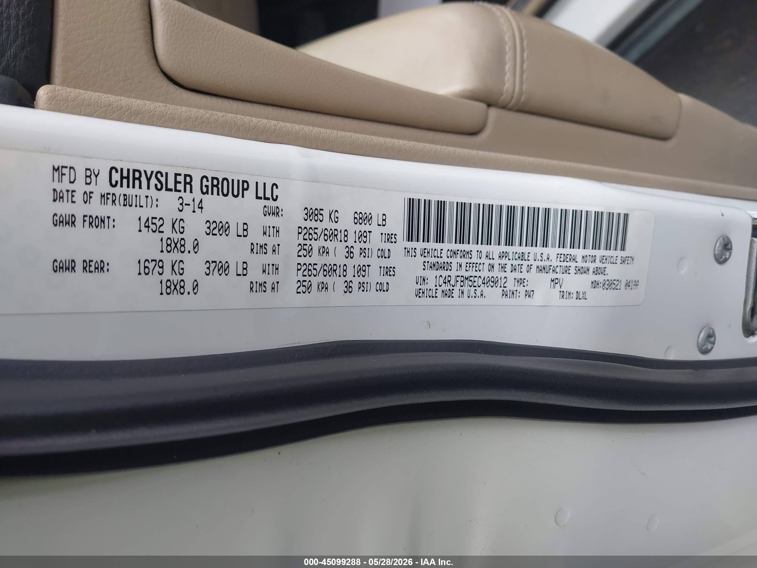 2014 Jeep Grand Cherokee Limited White vin: 1C4RJFBM5EC409012