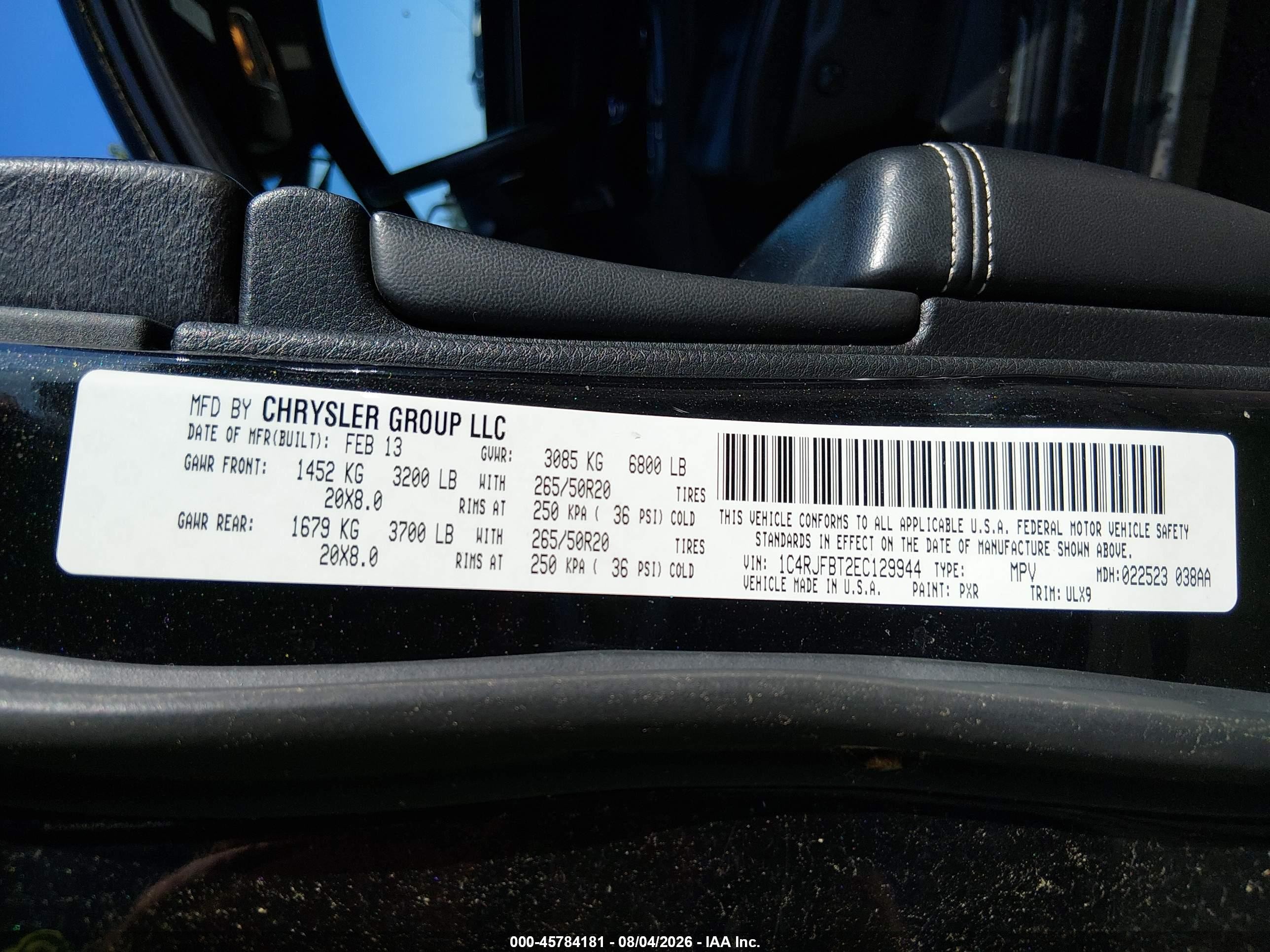 2014 Jeep Grand Cherokee Limited Black vin: 1C4RJFBT2EC129944