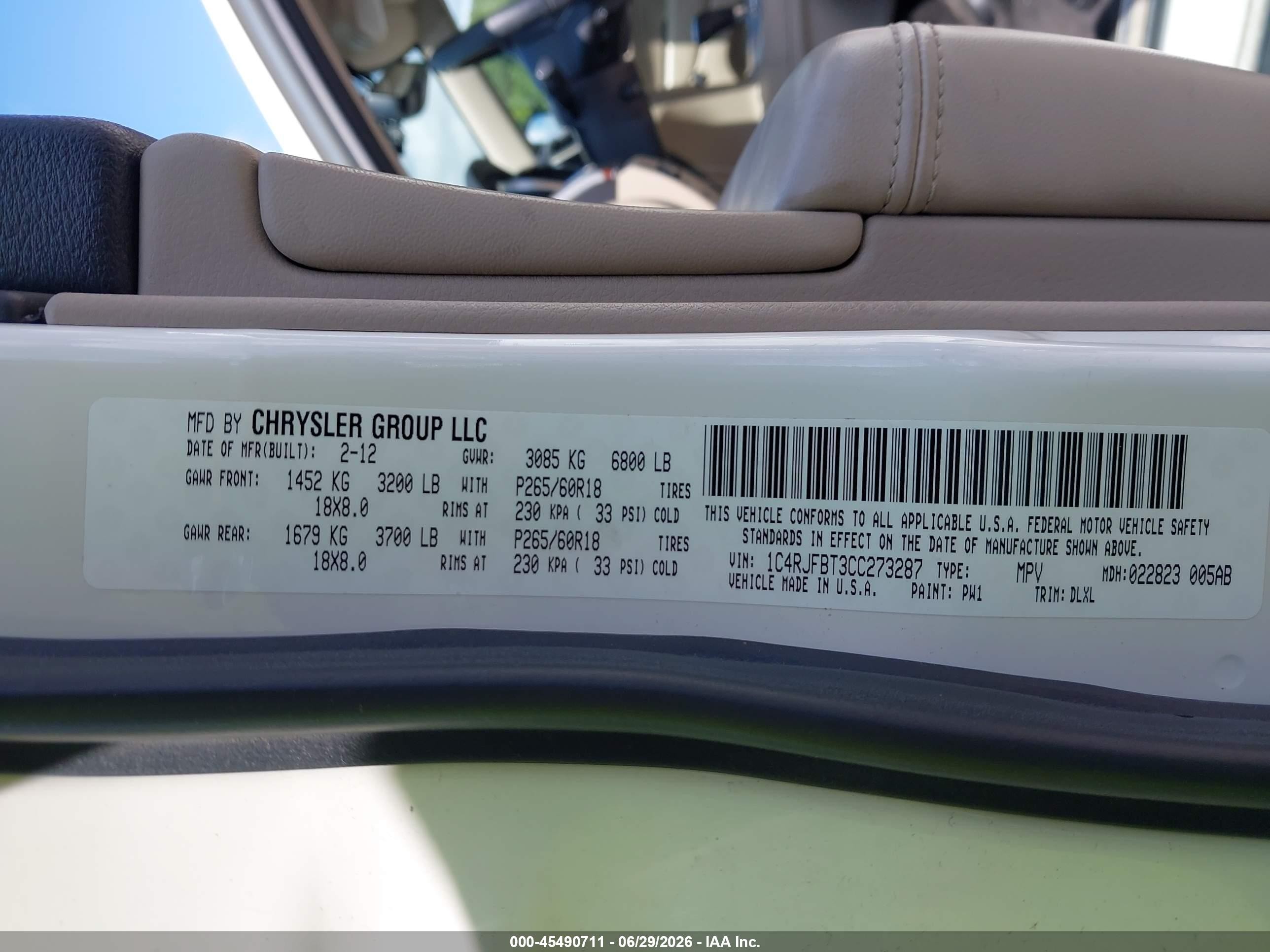 2012 Jeep Grand Cherokee Limited White vin: 1C4RJFBT3CC273287