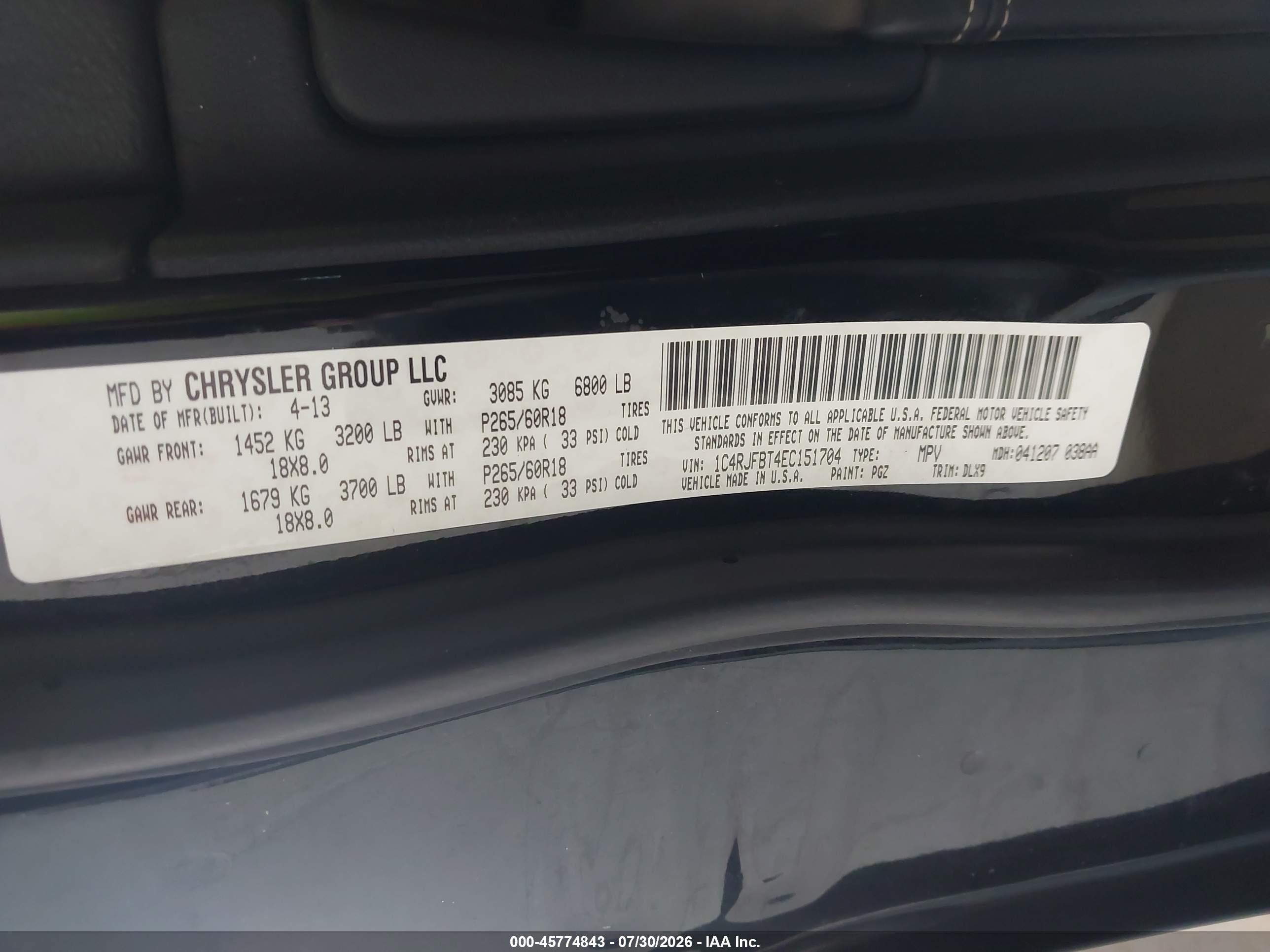 2014 Jeep Grand Cherokee Limited Black vin: 1C4RJFBT4EC151704