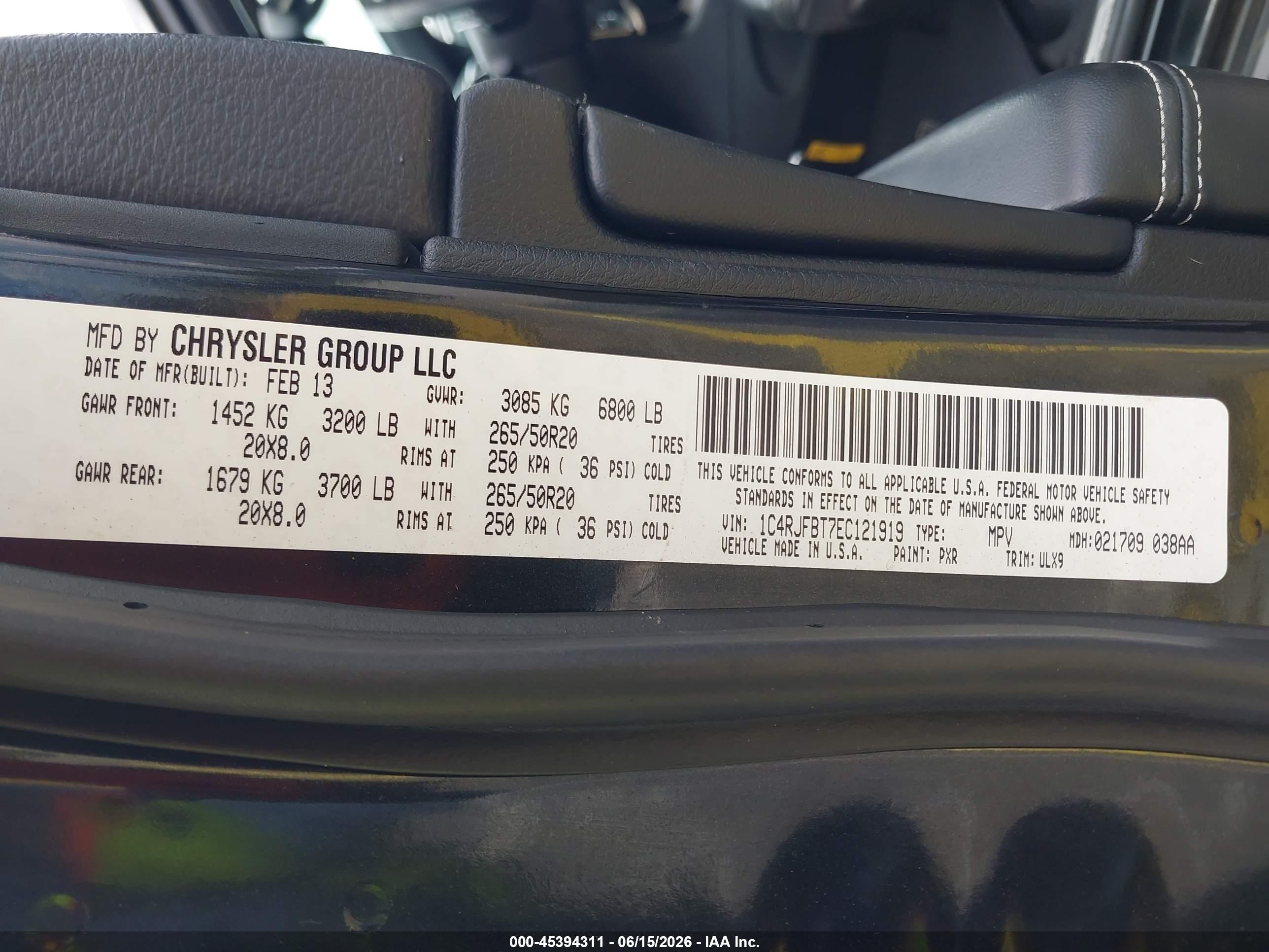 2014 Jeep Grand Cherokee Limited Black vin: 1C4RJFBT7EC121919