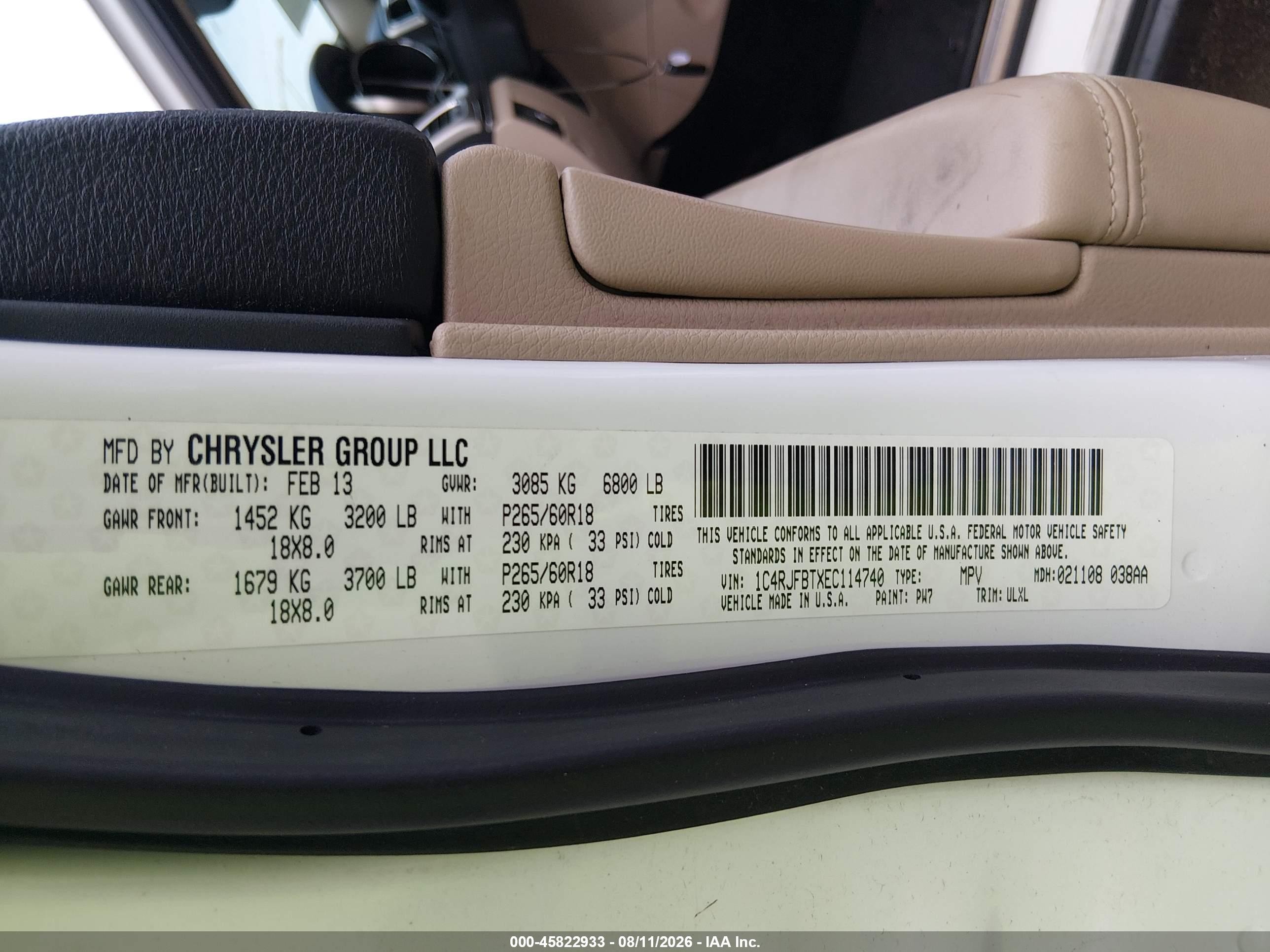 2014 Jeep Grand Cherokee Limited White vin: 1C4RJFBTXEC114740
