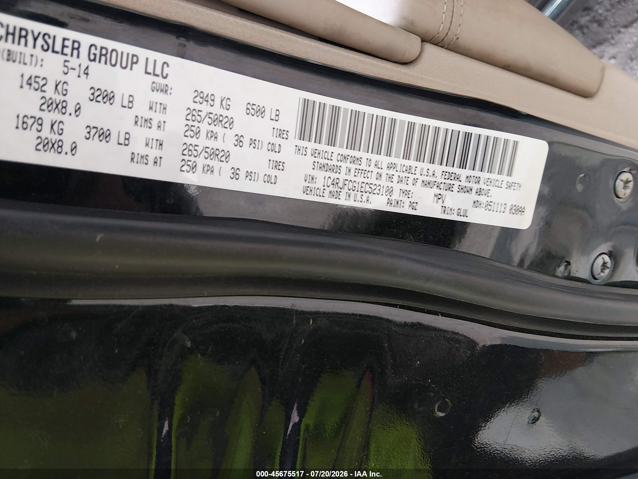 2014 Jeep Grand Cherokee Overland Черный vin: 1C4RJFCG1EC523100
