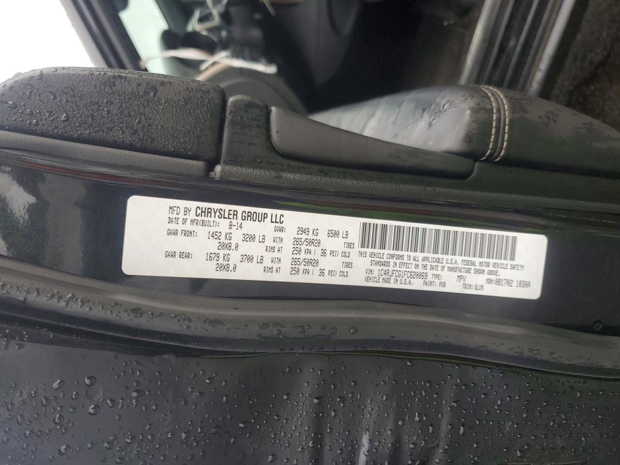 2015 Jeep Grand Cherokee Overland Charcoal vin: 1C4RJFCG1FC620069