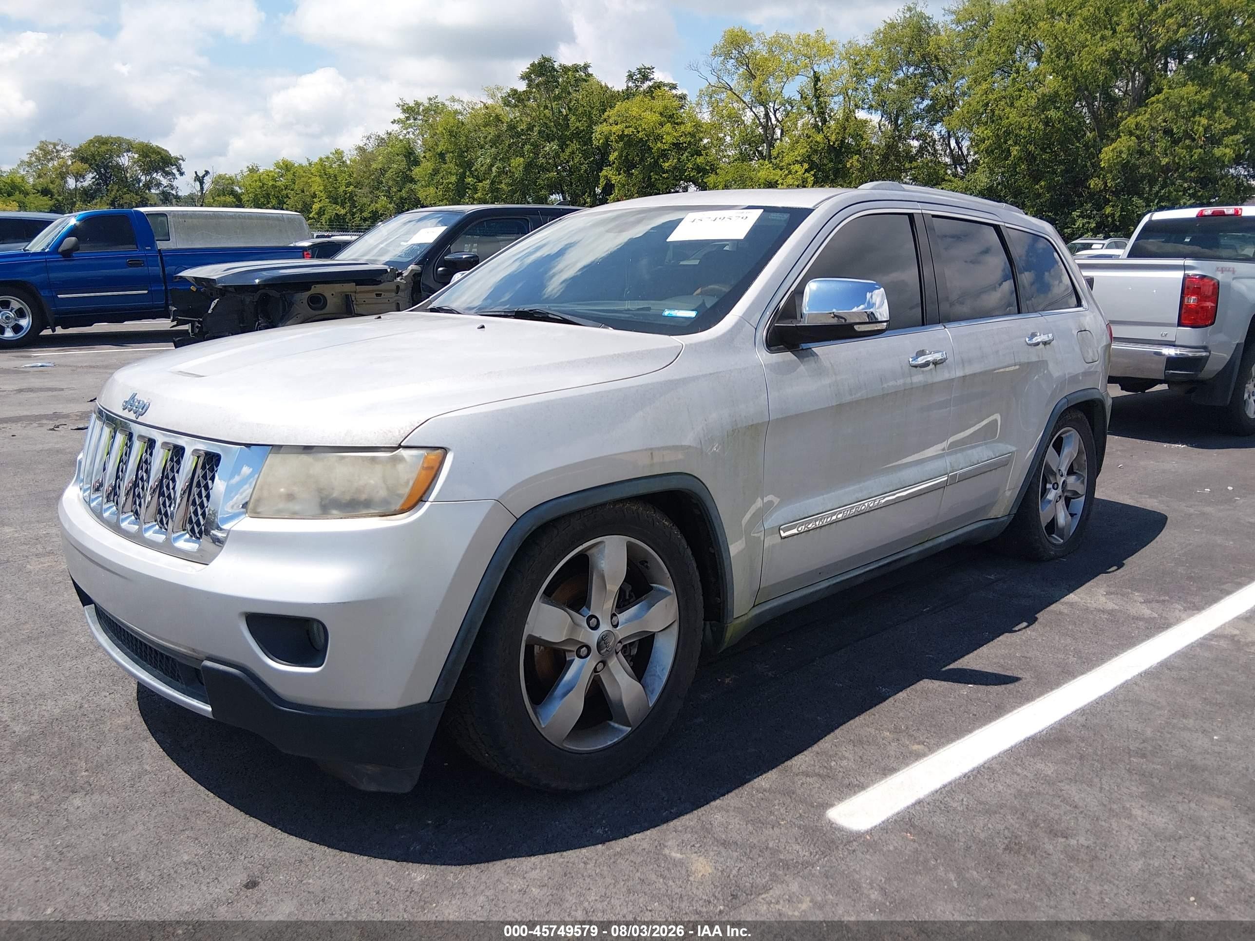 2012 Jeep Grand Cherokee Overland Silver vin: 1C4RJFCG2CC241108