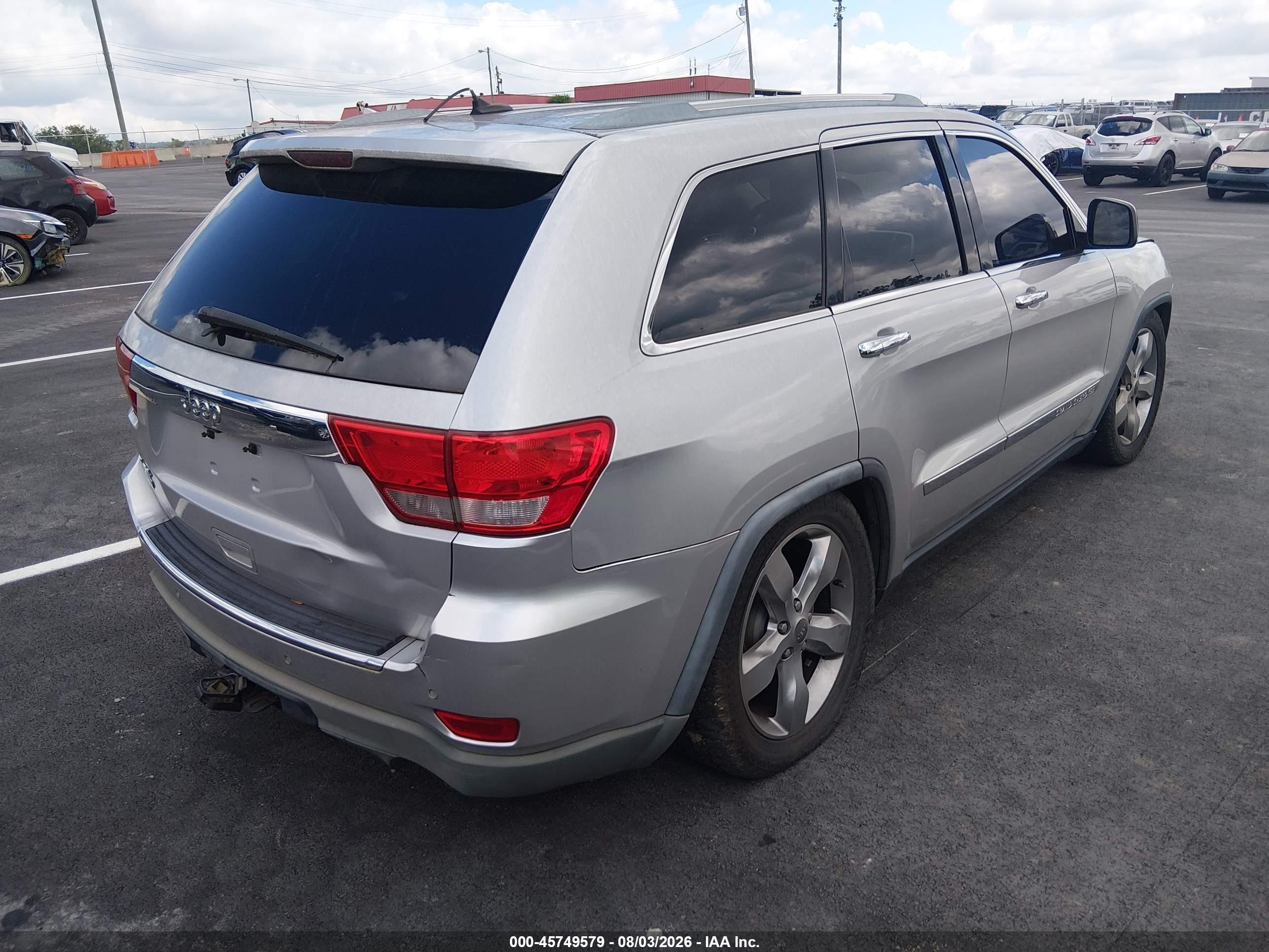 2012 Jeep Grand Cherokee Overland Silver vin: 1C4RJFCG2CC241108