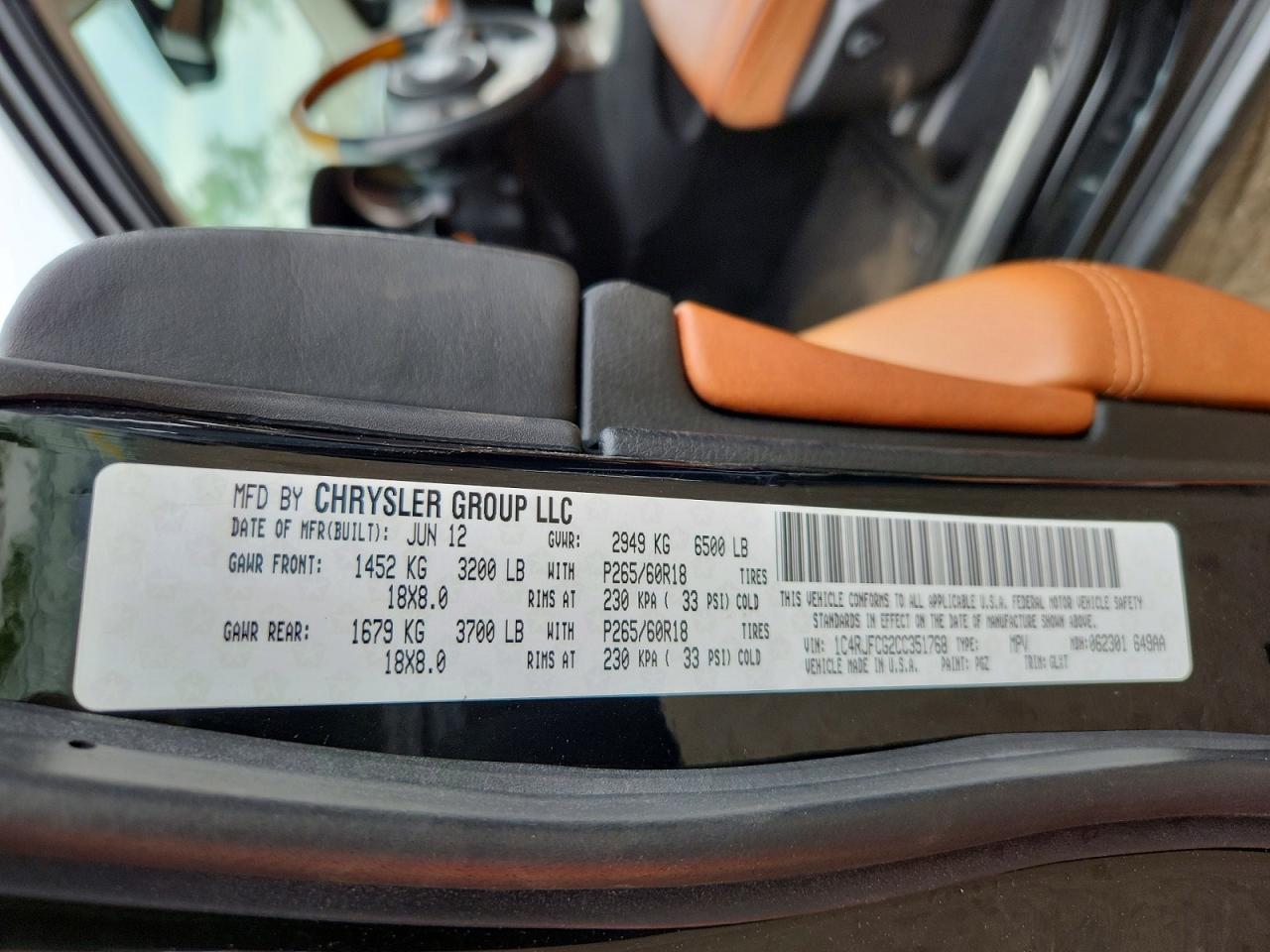 2012 Jeep Grand Cherokee Overland Черный vin: 1C4RJFCG2CC351768
