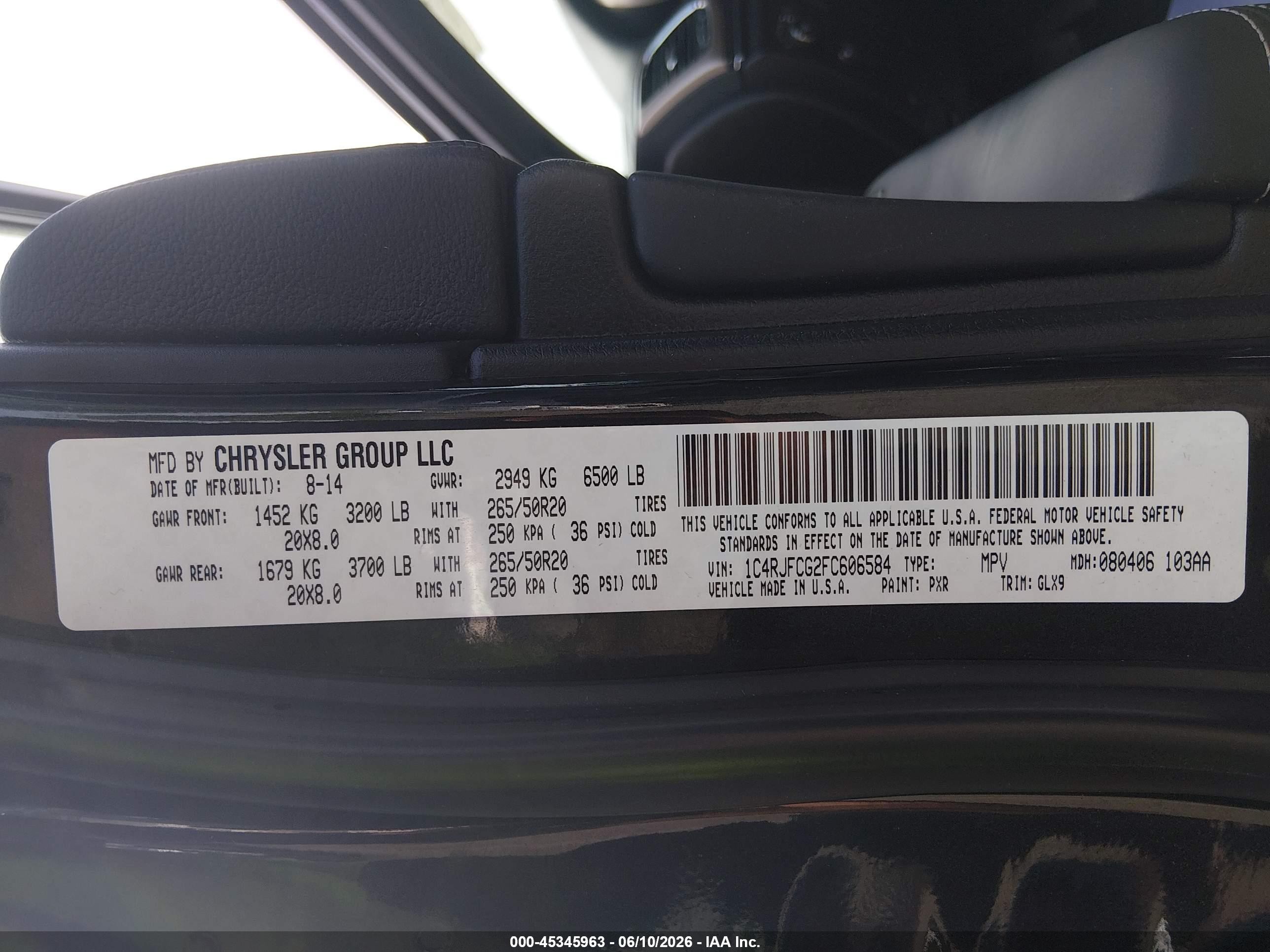 2015 Jeep Grand Cherokee Overland Black vin: 1C4RJFCG2FC606584
