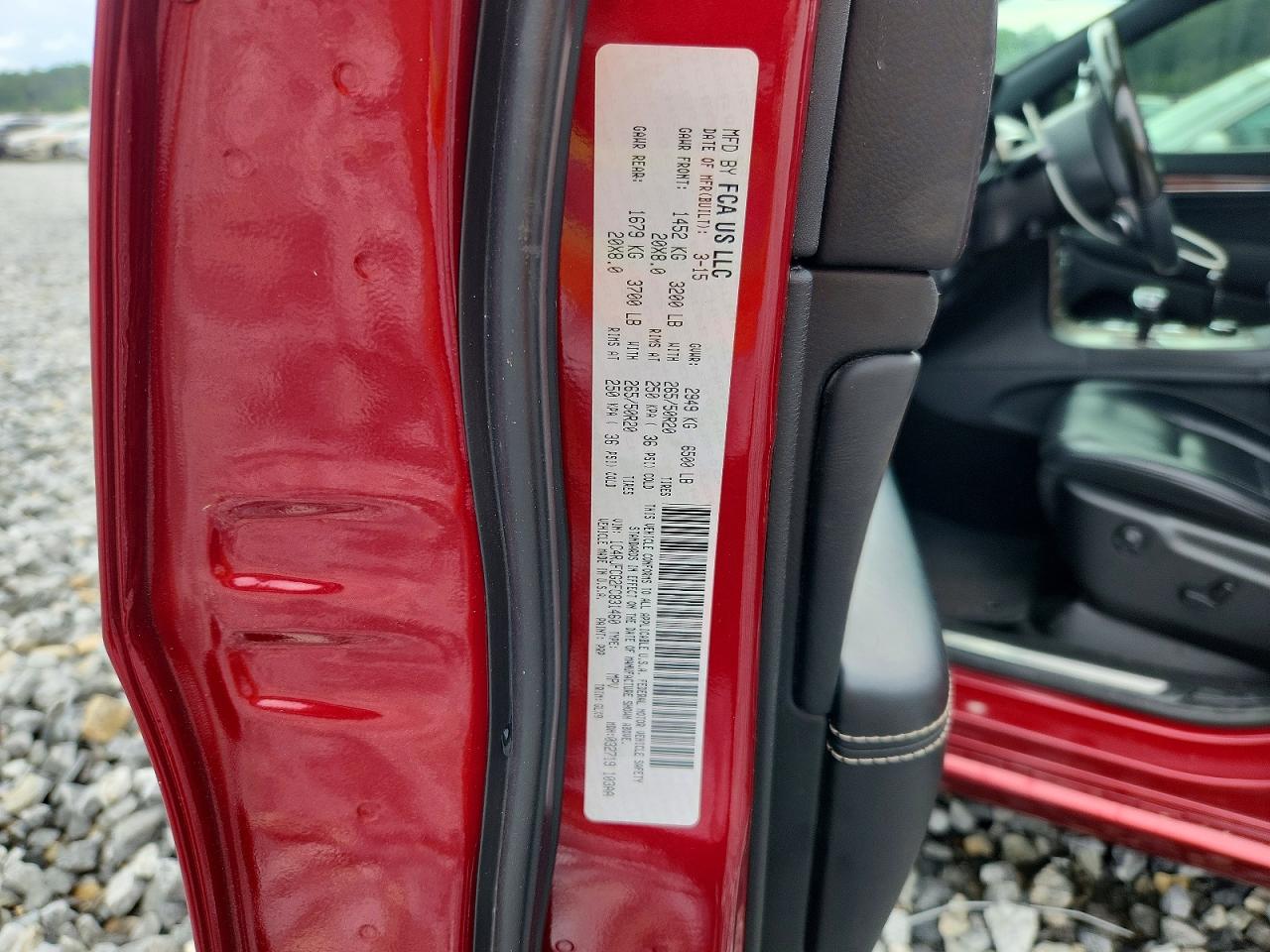 2015 Jeep Grand Cherokee Overland Red vin: 1C4RJFCG2FC831460