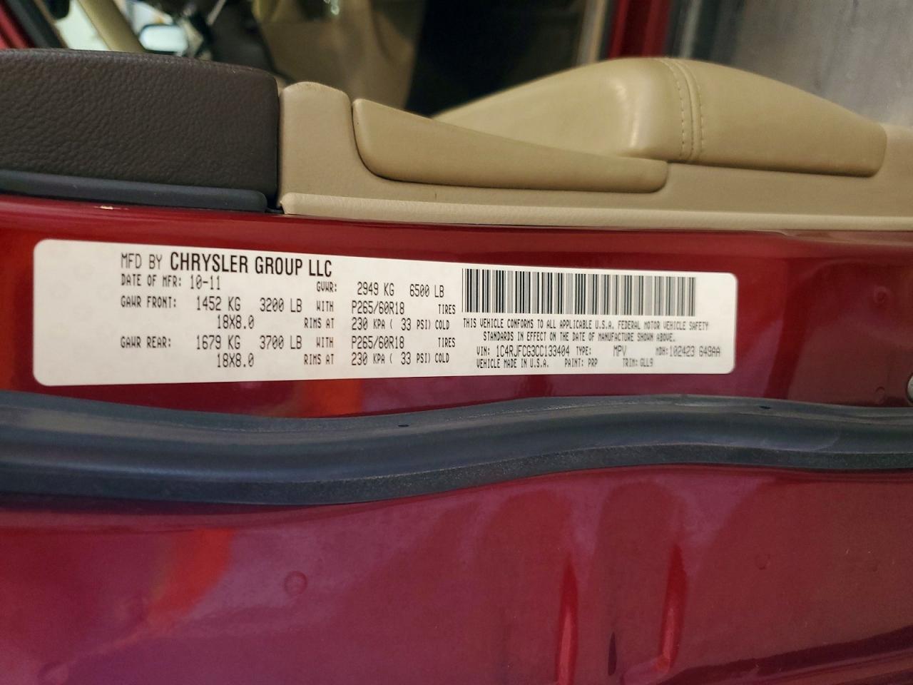 2012 Jeep Grand Cherokee Overland Maroon vin: 1C4RJFCG3CC133404